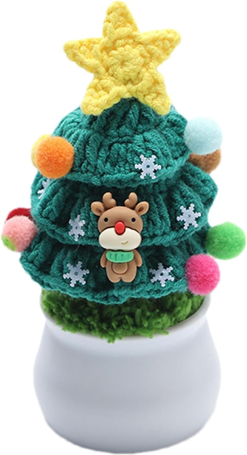 Knitted Christmas Tree Decor | Holiday Tabletop Decoration | Christmas Tree with Pot | Winter Table Decor | Cozy Knitted Tree Decoration | Space Saving Creativity Great for Modern Apartments image number 1