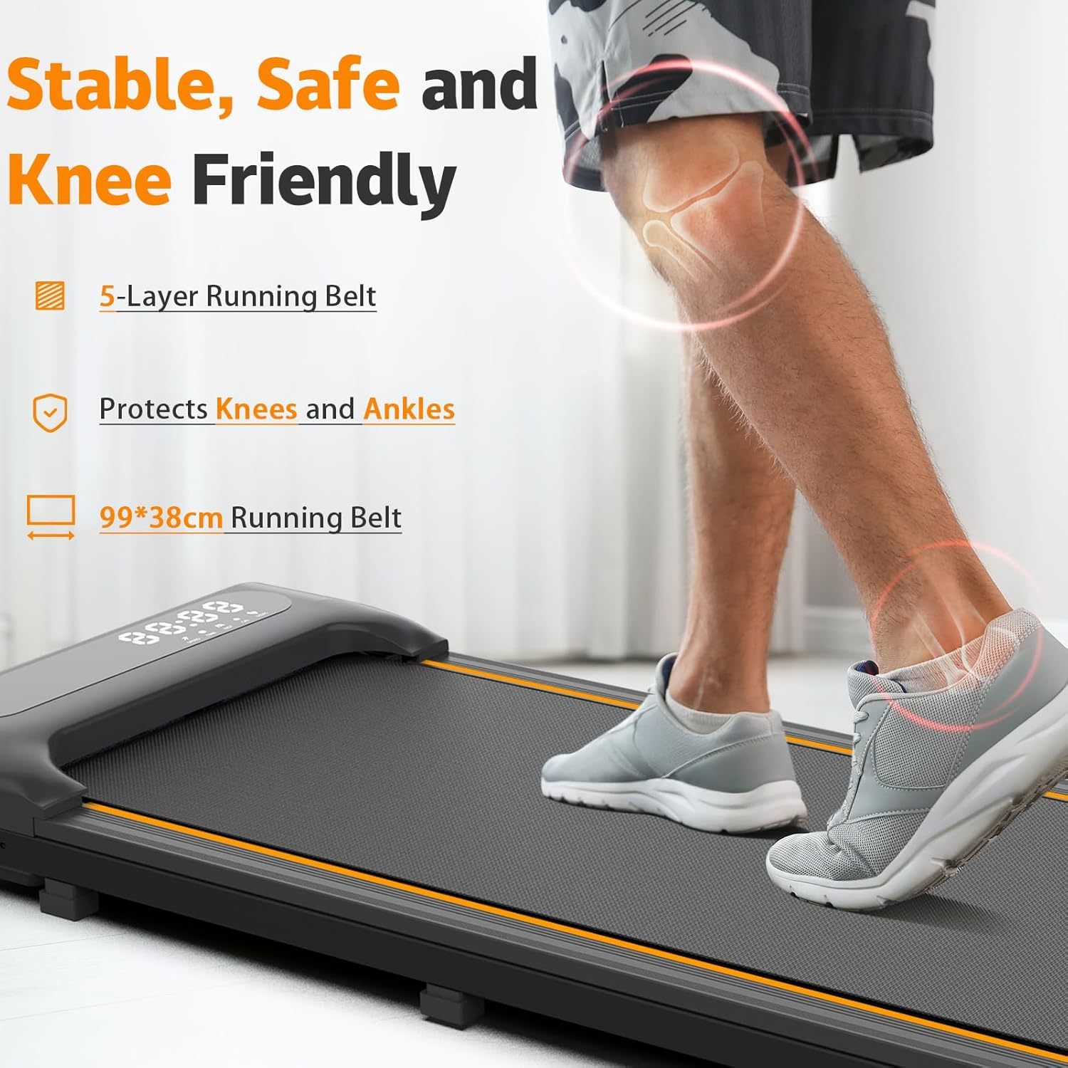 Advwin 3 in 1 Walking Pad Treadmill, under Desk Treadmill for Jogging & Walking, Compact Portable Walking Running Machine with Shock Absorption & Non-Slip for Home&Office | LED Display |Quiet Motor image number 1