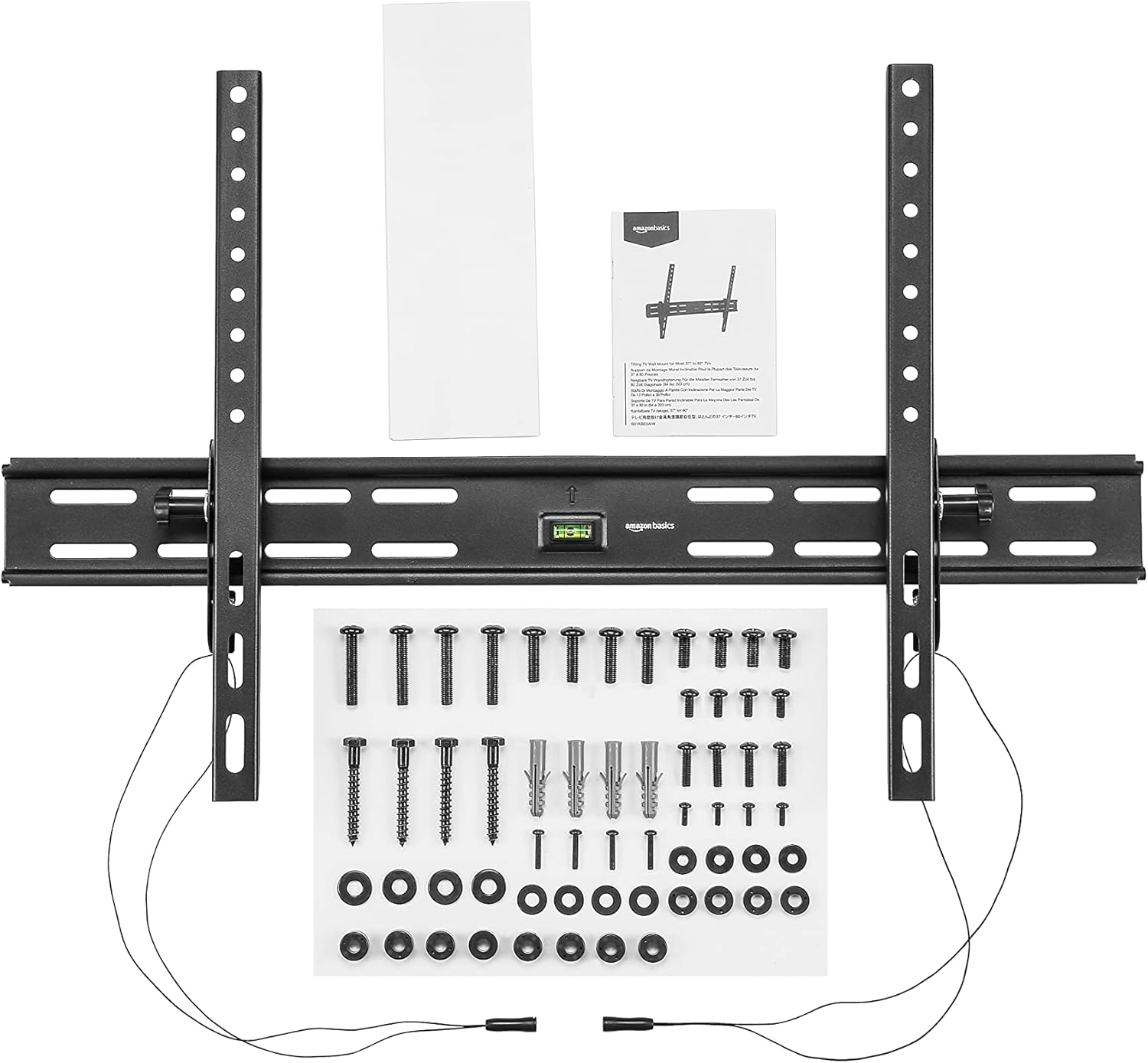Amazon Basics Full Motion Articulating-Arm TV Wall Mount for 37-80 Inch Tvs and Flat Panels up to 120 Lbs, Black image number 1
