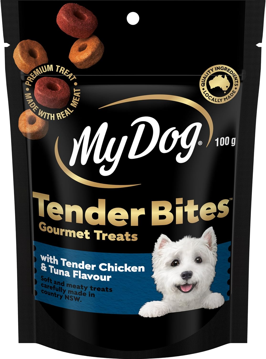 MY DOG Adult Dog Treats with Tender Chicken & Tuna Flavour 100G, 5 Pack image number 5