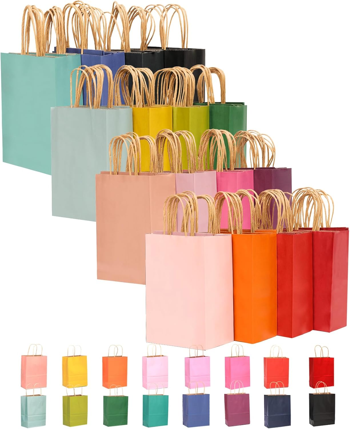 Gcardist 32 Kraft Bags 21X15X8Cm with Handles Small Gift Party Bags Purple Shopping Treat Bags Multiple Uses（8.3X6X3.2Inch Small Size）