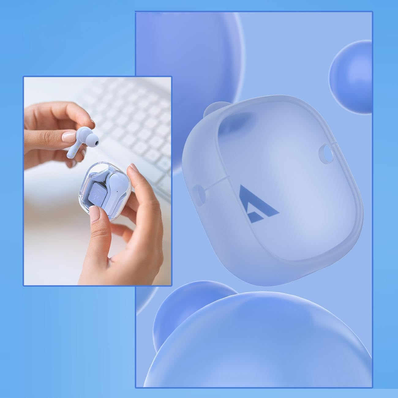 ACEFAST TWS Wireless Earphones with Charging Case - Ice Blue - Pink image number 7