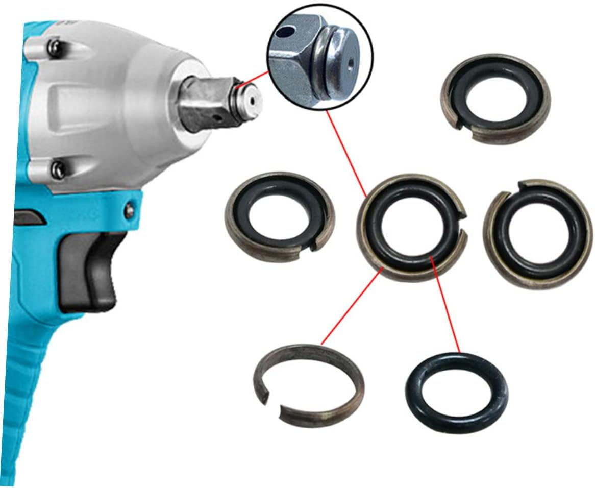 IWOWHERO Impact Wrench Retaining Ring with O-Ring Kit 12 Sets Power Tool Socket Retainer Rings for Electric Impact Wrenches Sturdy Rubber Seals for Automotive Repair image number 3