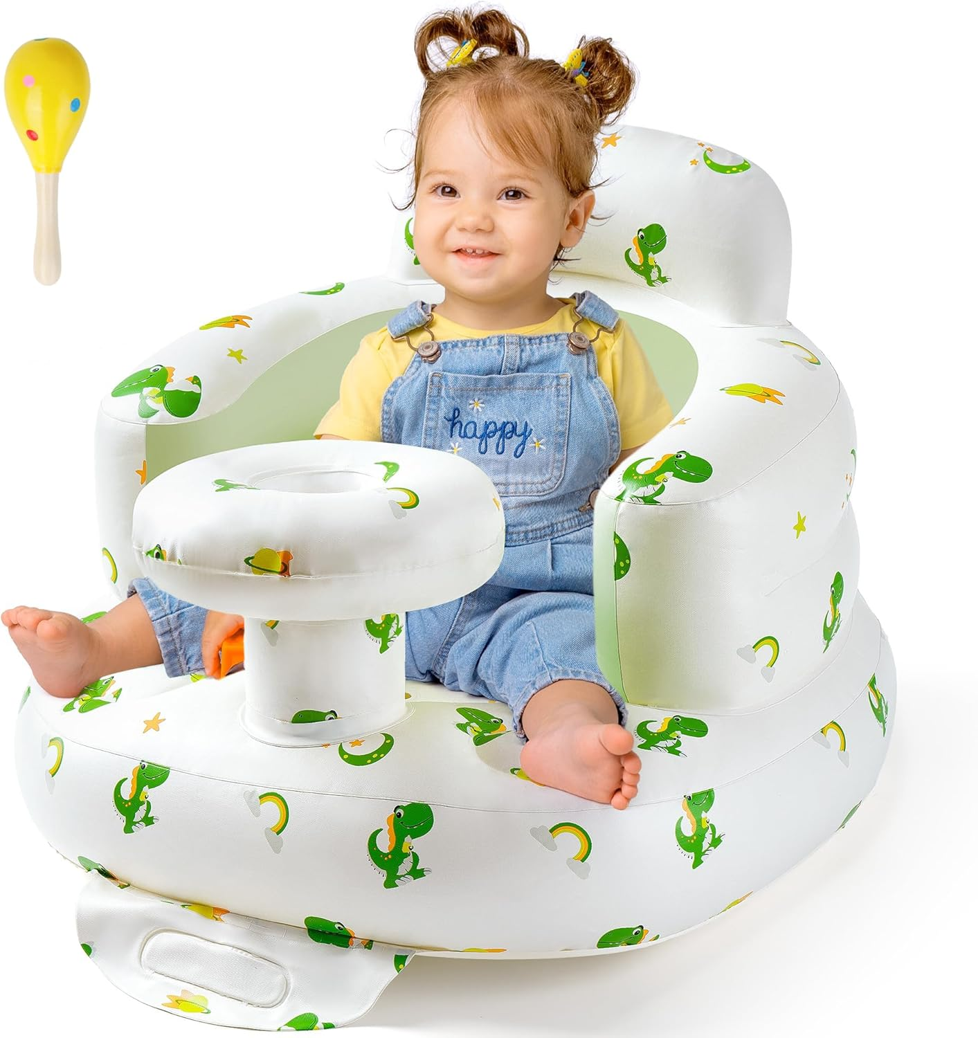 Inflatable Baby Seat Portable Baby Chair Comfortable Inflated Baby Sofa for Babies 3 Months & up Foldable Blow up Baby Seat for Learning to Sit Built in Air Pump Infant Back Support image number 1