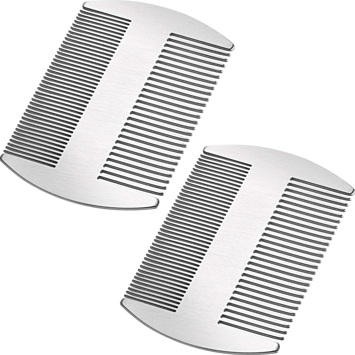 Boao 2-Piece Metal Hair Combs for Women & Men, Beard & Mustache Comb, Lice Comb, Wallet-Sized, Silver, Stainless Steel image number 5
