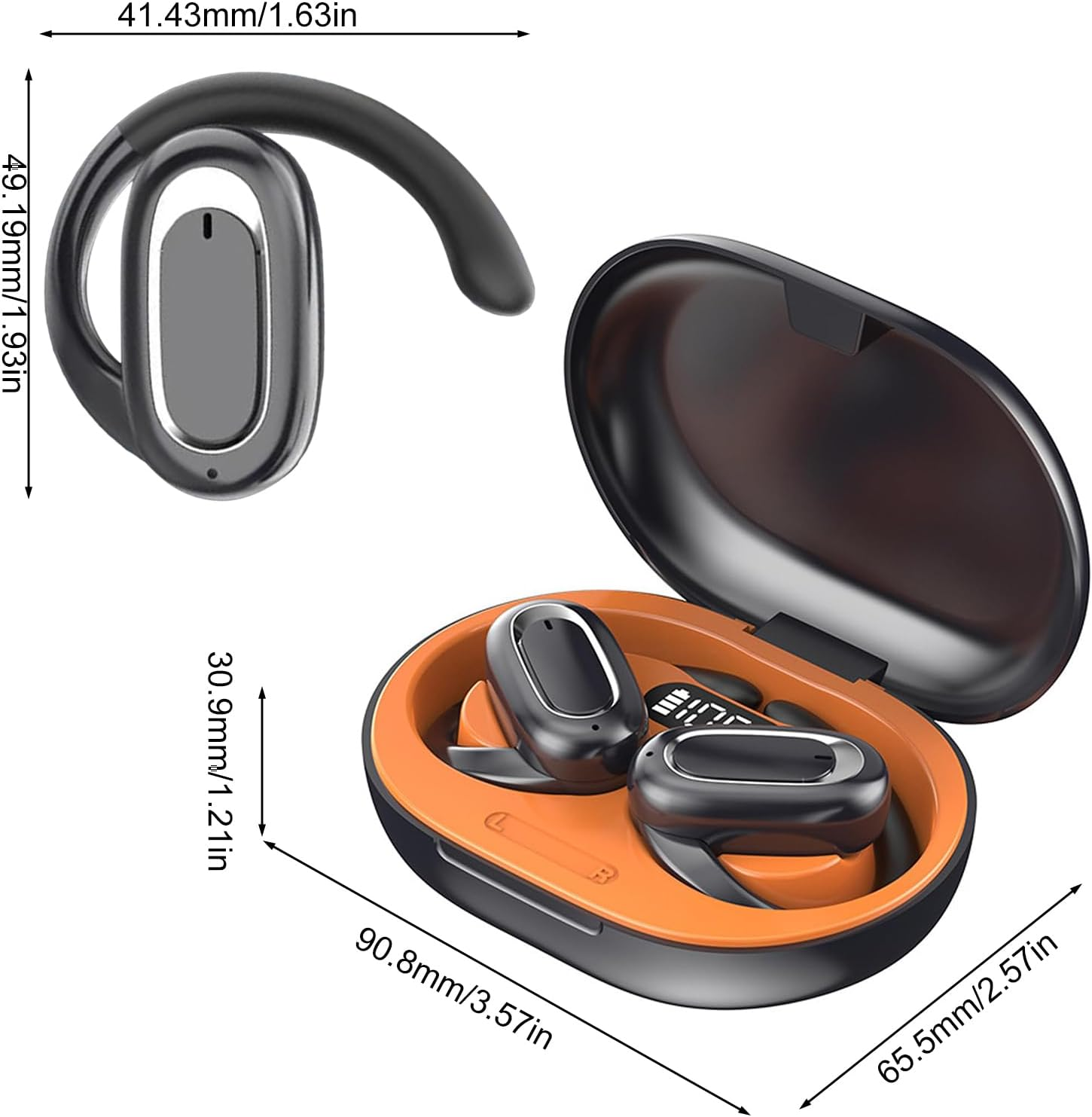 Wireless Bone Conduction - Mini Clip Headset, Earring Style Audio | Secure Fit Wireless Frame, Ultra-Compact Microphone Enabled Technology Gym Workouts Jogging Travel Commuting Urban Listening image number 5