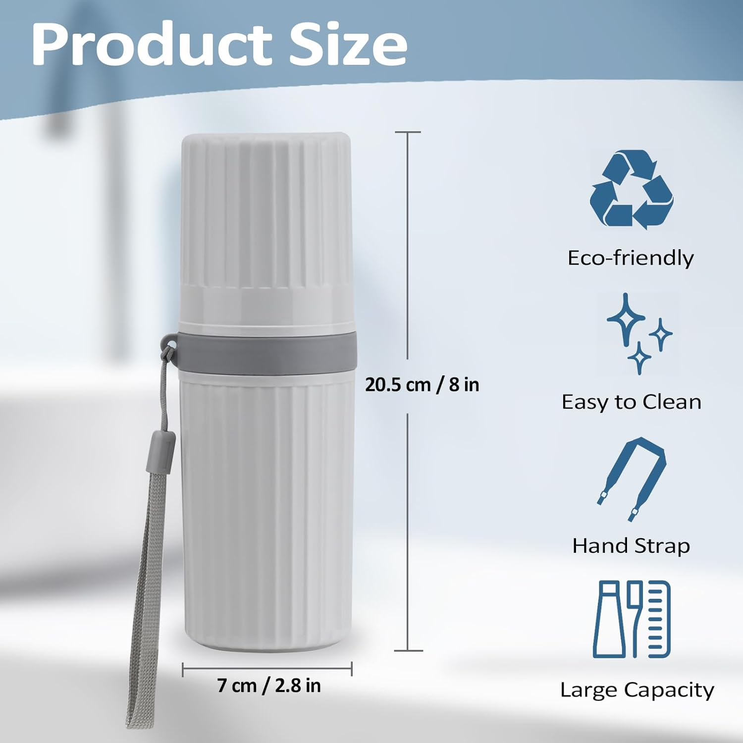 2 Pcs Travel Toothbrush Case, Waterproof Travel Toothbrush Holder, Portable Toothbrush Cup, Dustproof Toothbrush Storage Case, Ideal for Business Trip, Home, School, Camping, Grey + Blue