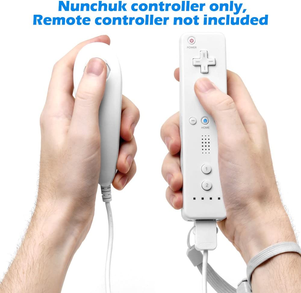 AFUNTA Nunchuck Controllers Compatible Nintendo Wii U, 2 Packs Replacement Compatible WII U Video Game - Black, White image number 6