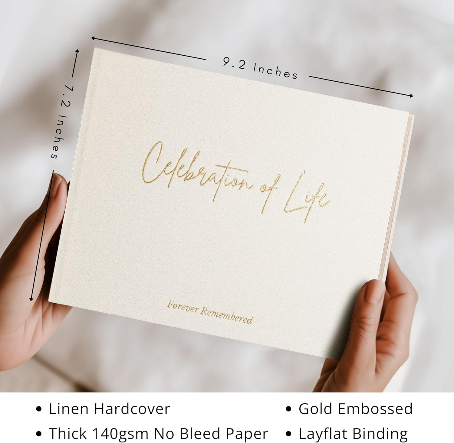 Funeral Guest Book &ndash; Celebration of Life Guest Book &ndash; Guest Book for Memorial Service &ndash; Funeral Registry Sign in Book &ndash; Linen Hardcover & Gold Foil &ndash; Keepsake Memory Book for Loved Ones - White image number 5