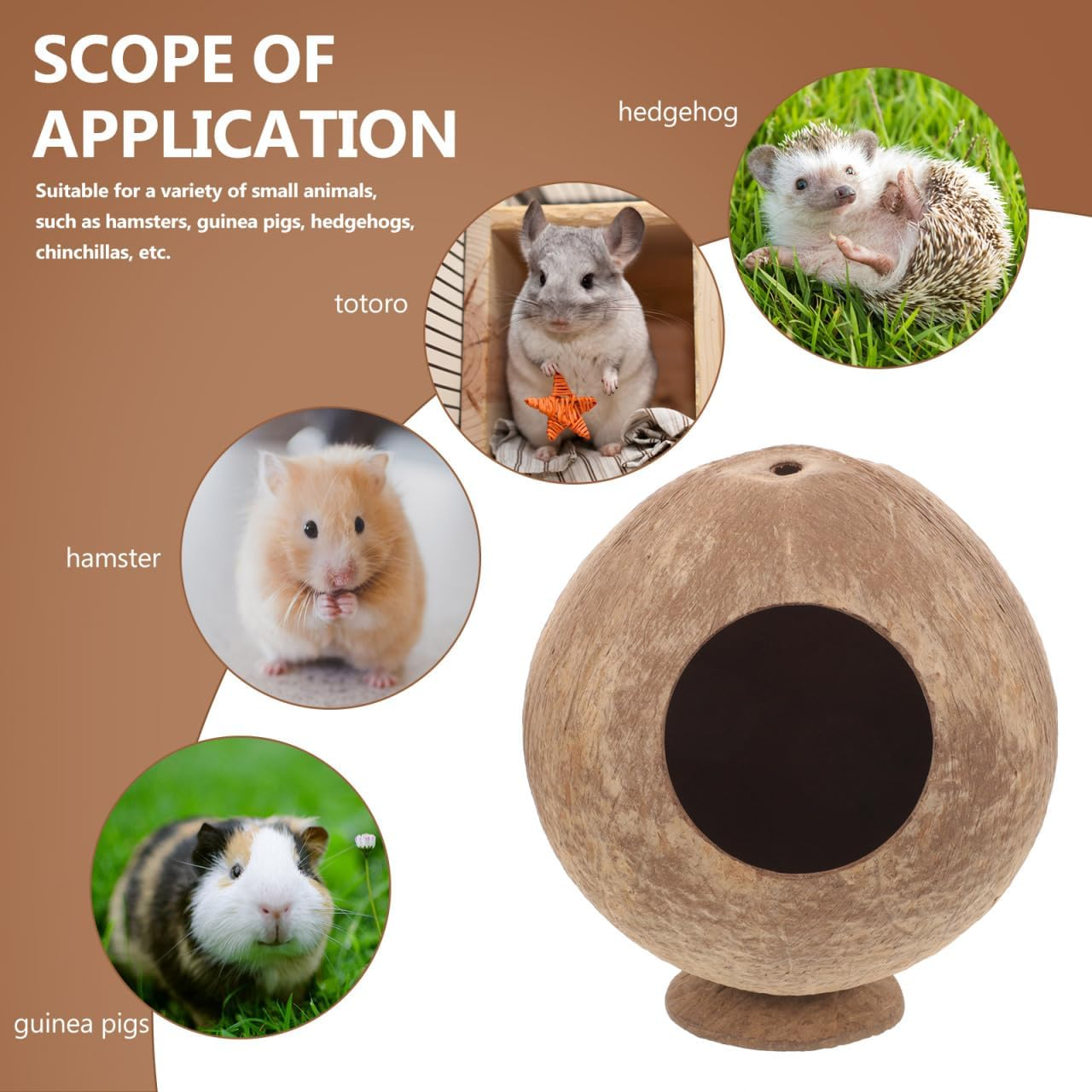 BCOATH Coconut Hamster Hideout Natural Material for Small Animals Wear-Resistant Safe Toy
