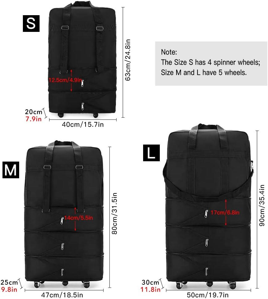 Sazak Expandable Foldable Suitcase Collapsible Rolling Travel Luggage Bag for Men Women image number 5