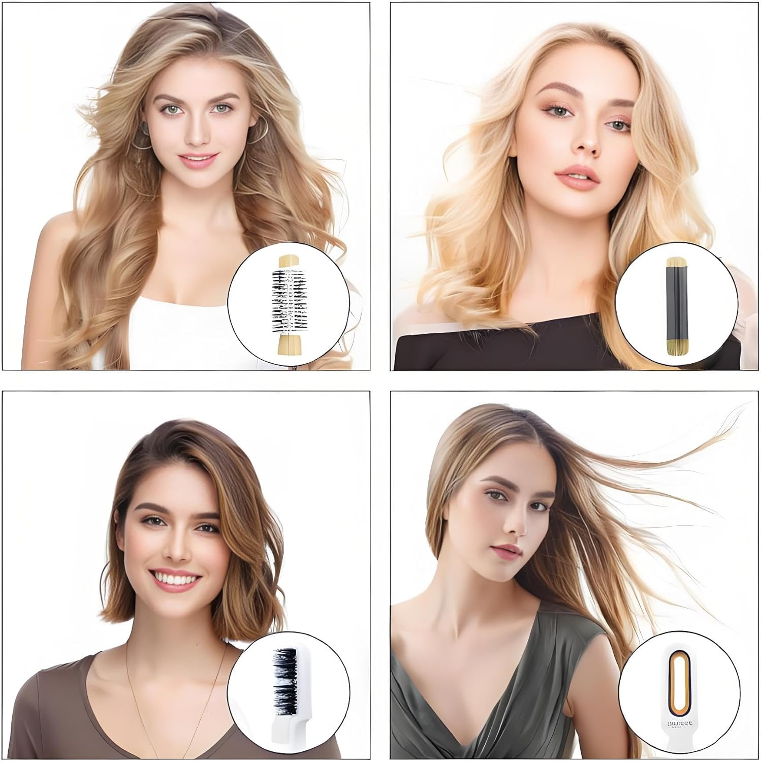 Wisbtyco Air Styler 5-In-1 Hair Styling Brush Set,Au Plug, Air Wrap Detachable Tools for Curling, Volumizing, Straightening Premium White Gold Tools Kit,Thermal Brush for All Hair Types image number 3