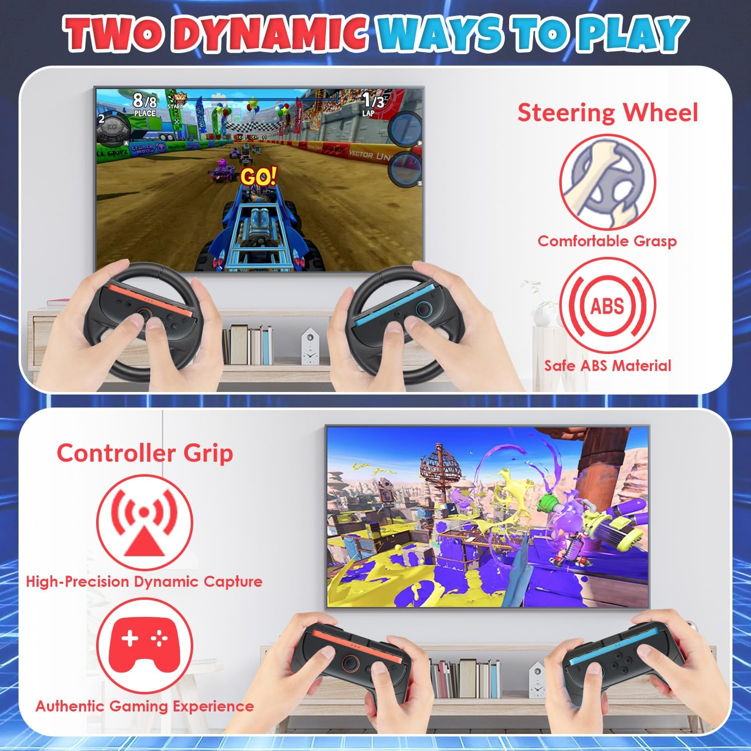 WOTOW Switch 2 Accessories Bundle Kit for Nintendo, Protective Carrying Case with Screen Protectors, Steering Wheels, Grips for Joy-Con2 and Console Protective Shells (Black) image number 2