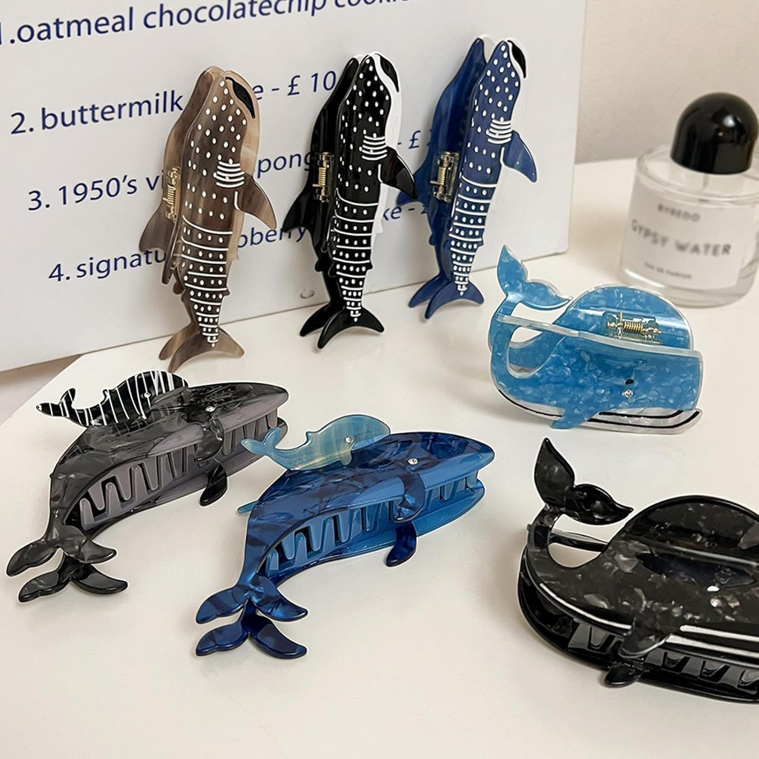 Blue Shark Whale Claw Clips,Unique Ocean Animal Hair Clips,Cellulose Acetate Big Hair Clips, Cute Fashion Nonslip Hairpin Catch,Hair Accessories for Women Girls Thick and Thin Hair,Hair Claws image number 2