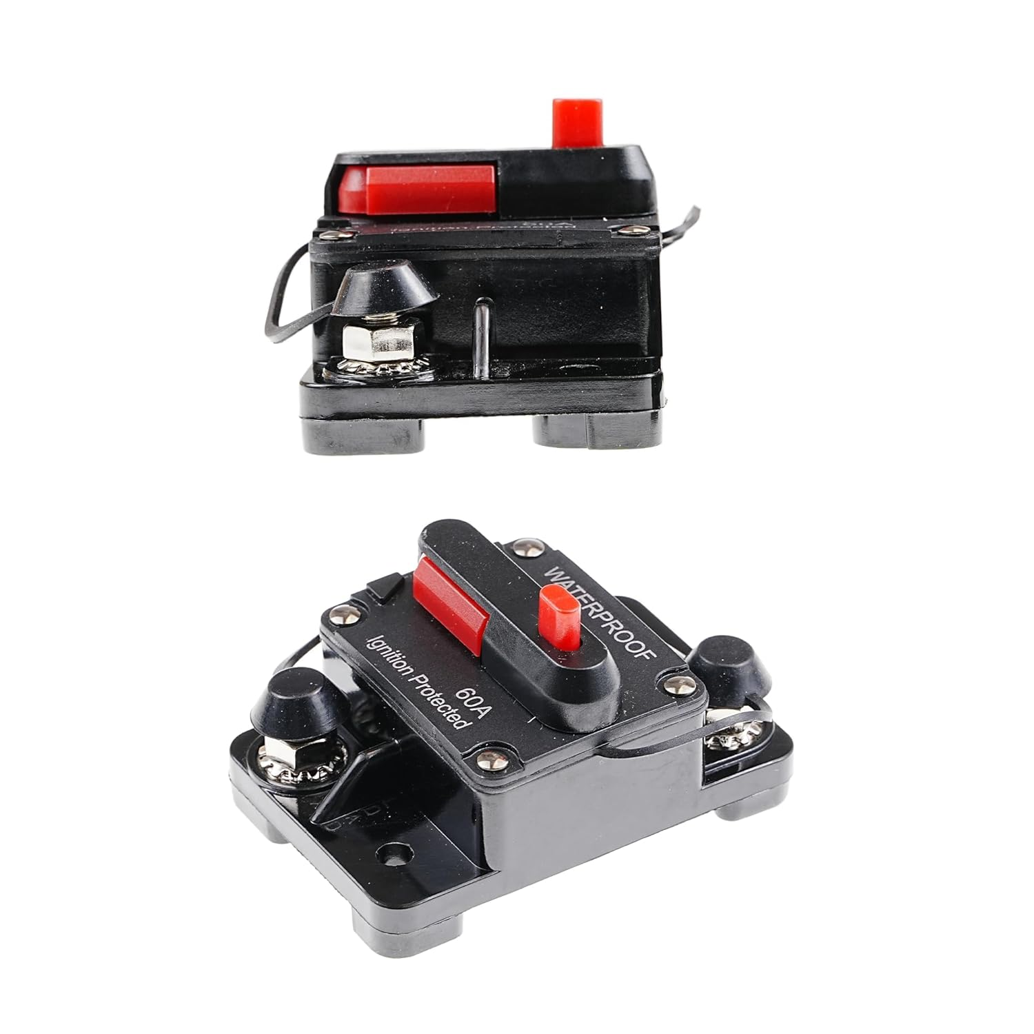 LEVANLIGHTING 2Pcs 60Amp Circuit Breaker DC 12V-48V with Inline Fuse Manual Reset Waterproof for Marine Boat Car Truck Solar Power Systems image number 1