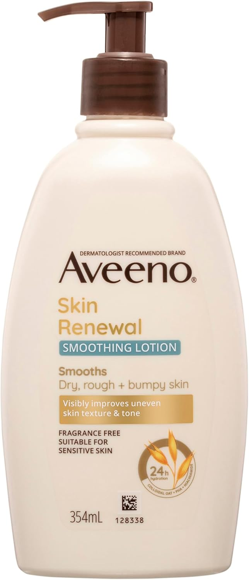 Aveeno Skin Renewal Smoothing Fragrance Free Body Lotion 24-Hour Hydration Dry Rough Bumpy Sensitive Skin Natural PHA 354Ml image number 3