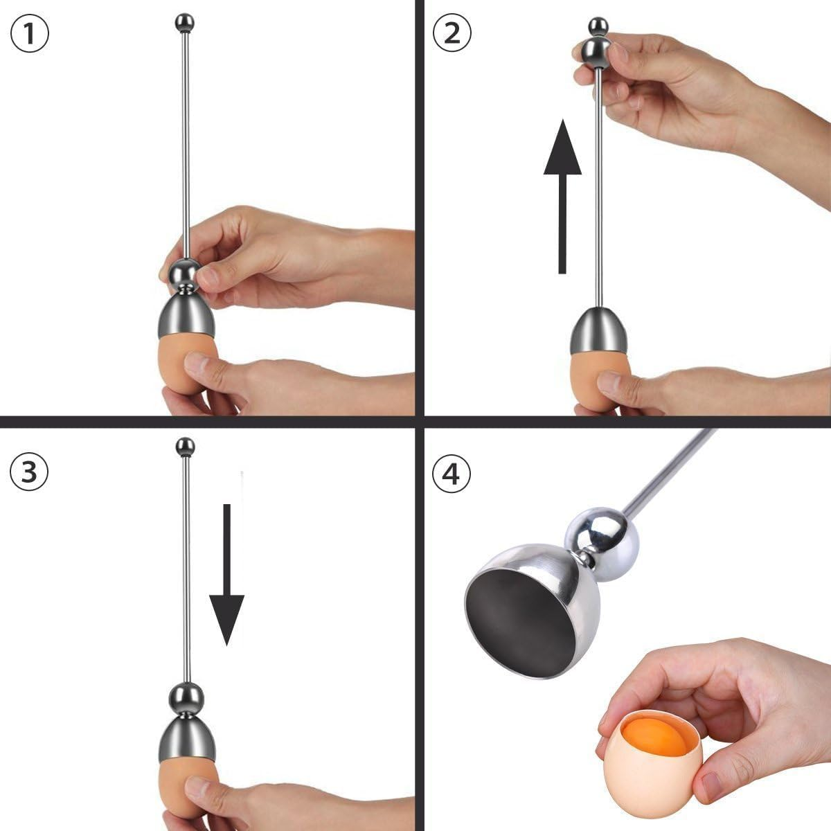 Stainless Steel Egg Shell Opener, Egg Cracker Tool for Soft and Hard Boiled Eggs