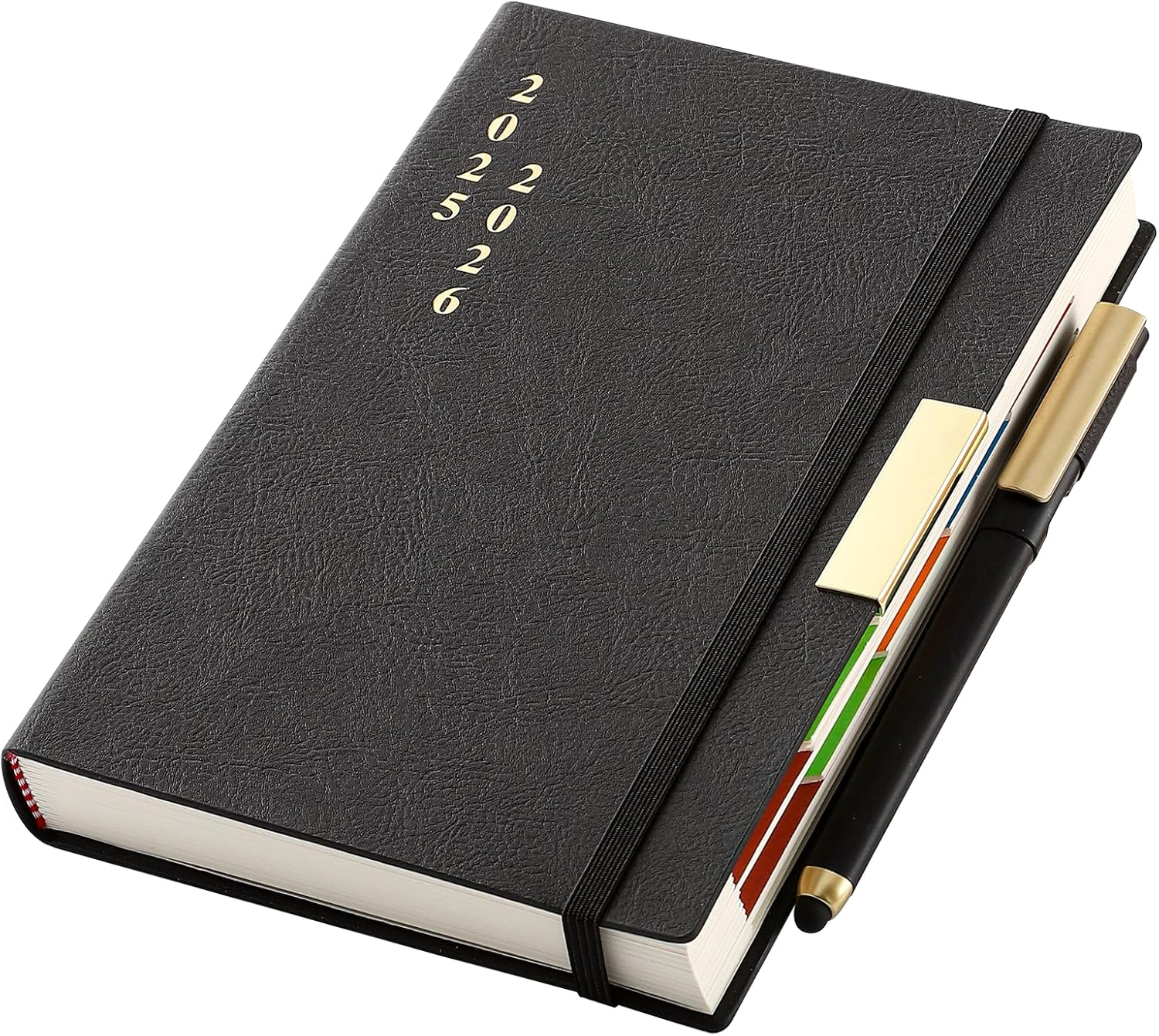 2025-2026 Diary A5 Page a Day,Diary 2025-2026 from Aug to Aug,13Months Planner 2025-2026,Hardcover Daily Planner with Colorful Monthly Tabs,Pen,Pen Loop, Inner Pocket, Bookmarks (Green)