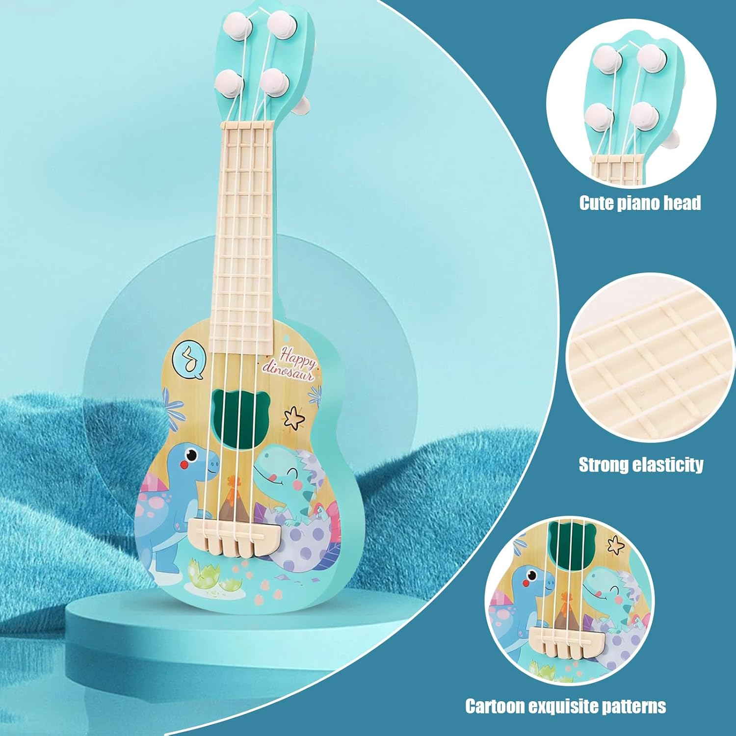 Rstigiker Kids Ukulele 26Cm Kids Ukulele Guitar Toy with 4 Adjustable Strings Mini Children Musical Instruments Early Educational Acoustic Toy for Toddlers Beginners Boys Girls Gift (Blue) image number 2