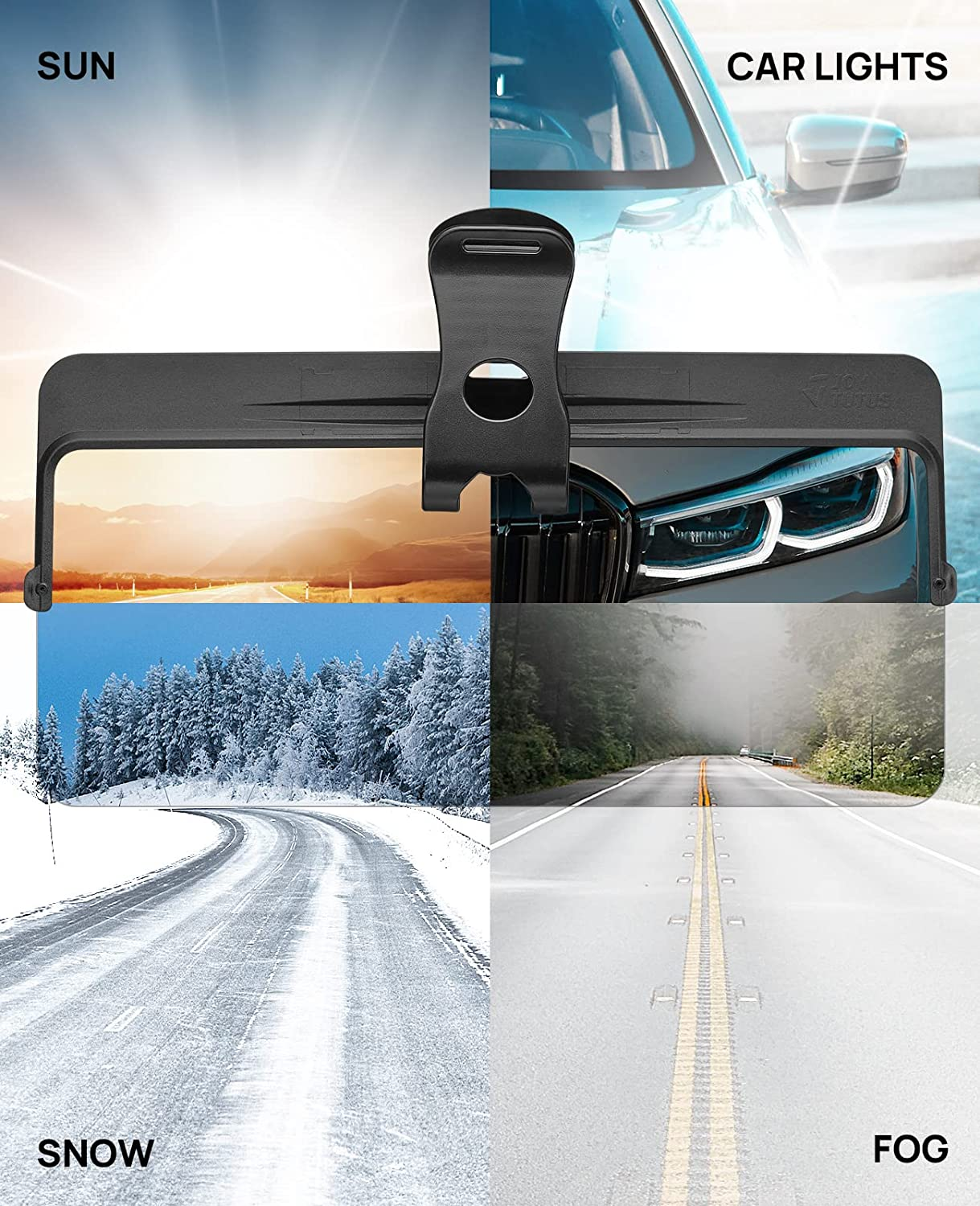 JOYTUTUS Sun Visor for Car, Universal Anti-Glare Polarized Sun Visor Extender Easy to Install, UV400 Car Visor Extension Protect from Glare/Uv Ray/Stray Light, Safe Driving for Car image number 4