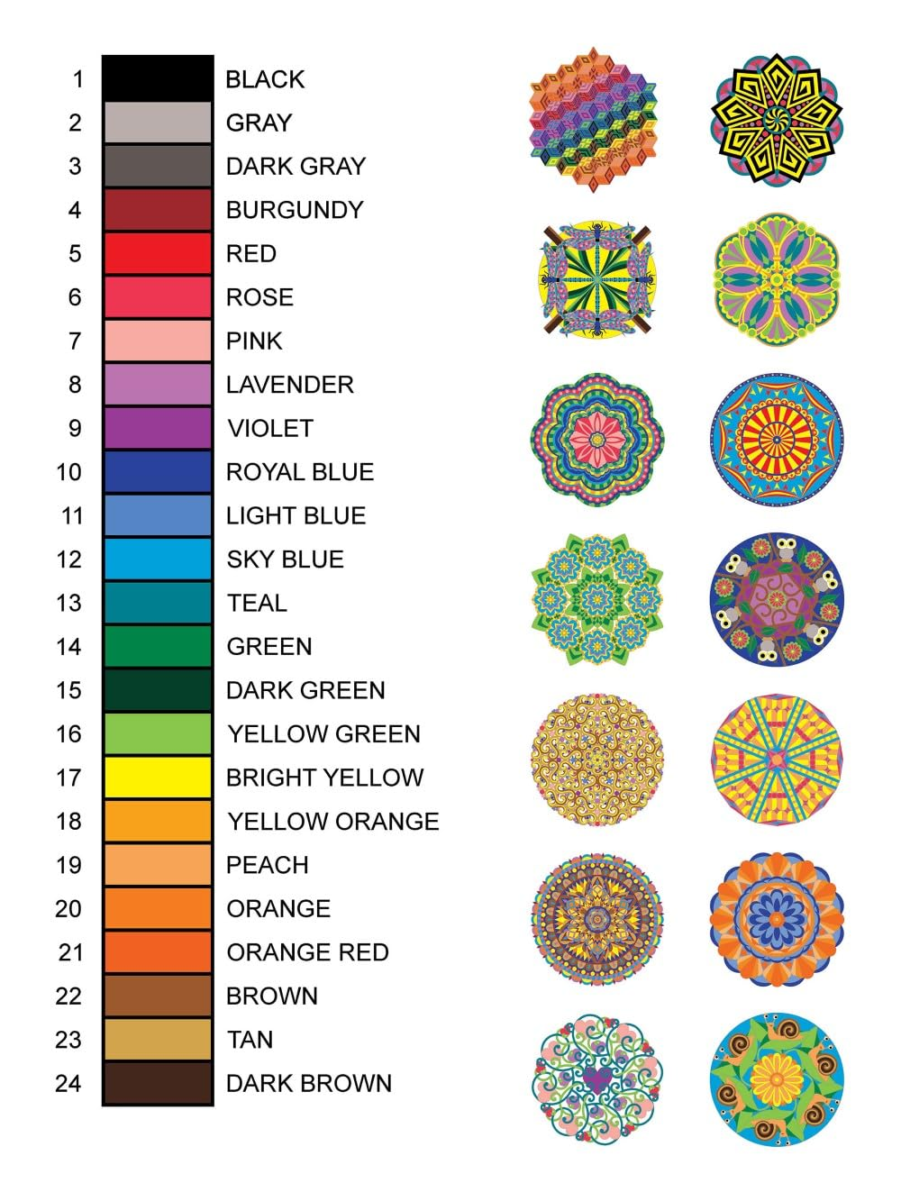 Creative Haven Mandalas Color by Number Coloring Book image number 2