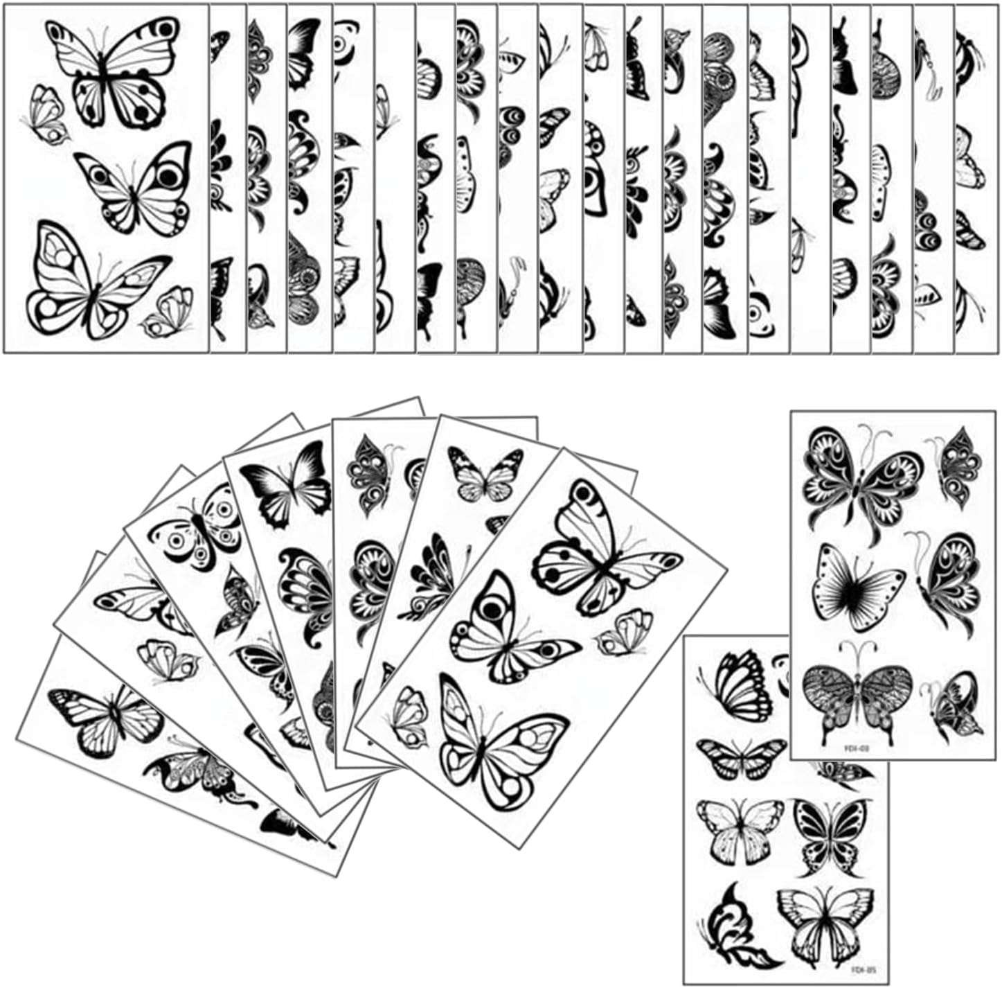 EKIND Temporary Tattoos Butterfly Designs Waterproof Long Lasting Fake Tattoos for Adults Party Festival Body Art(30 Sheets,Butterfly Styles) image number 1