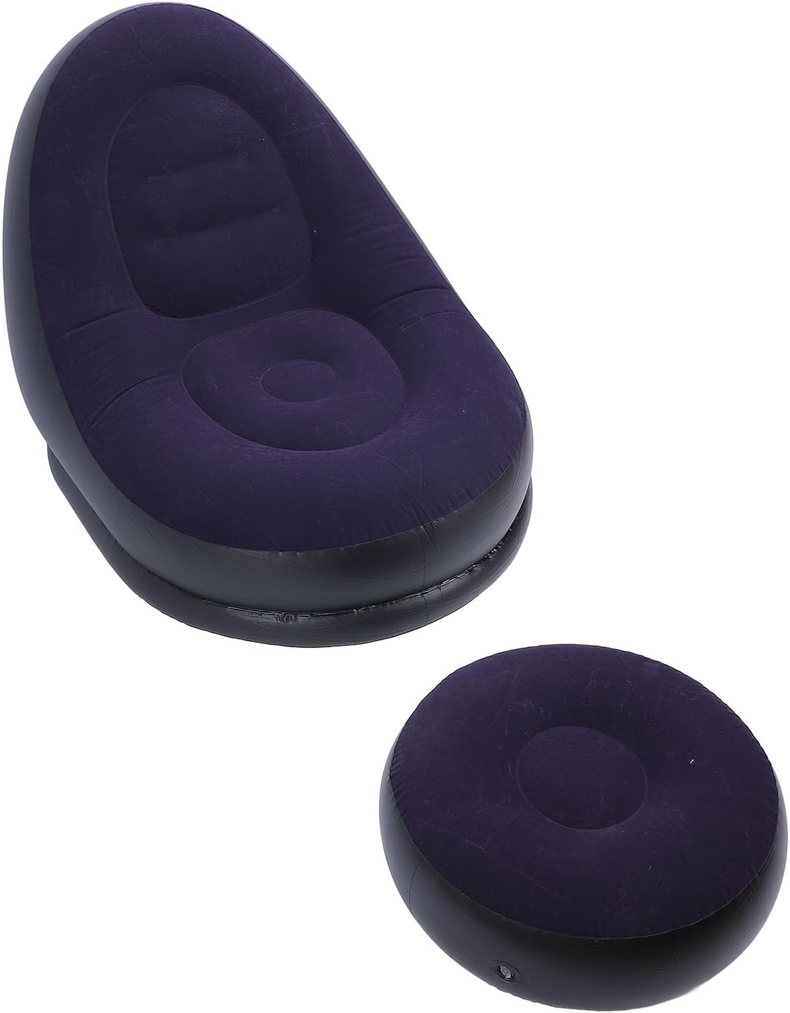 Inflatable Sofa Chair, Stylish Soft Blow up Lounger with Footstool, Ergonomic Design for Living Room, Outdoor Travel, Camping (Dark Blue) - Dark Blue image number 5