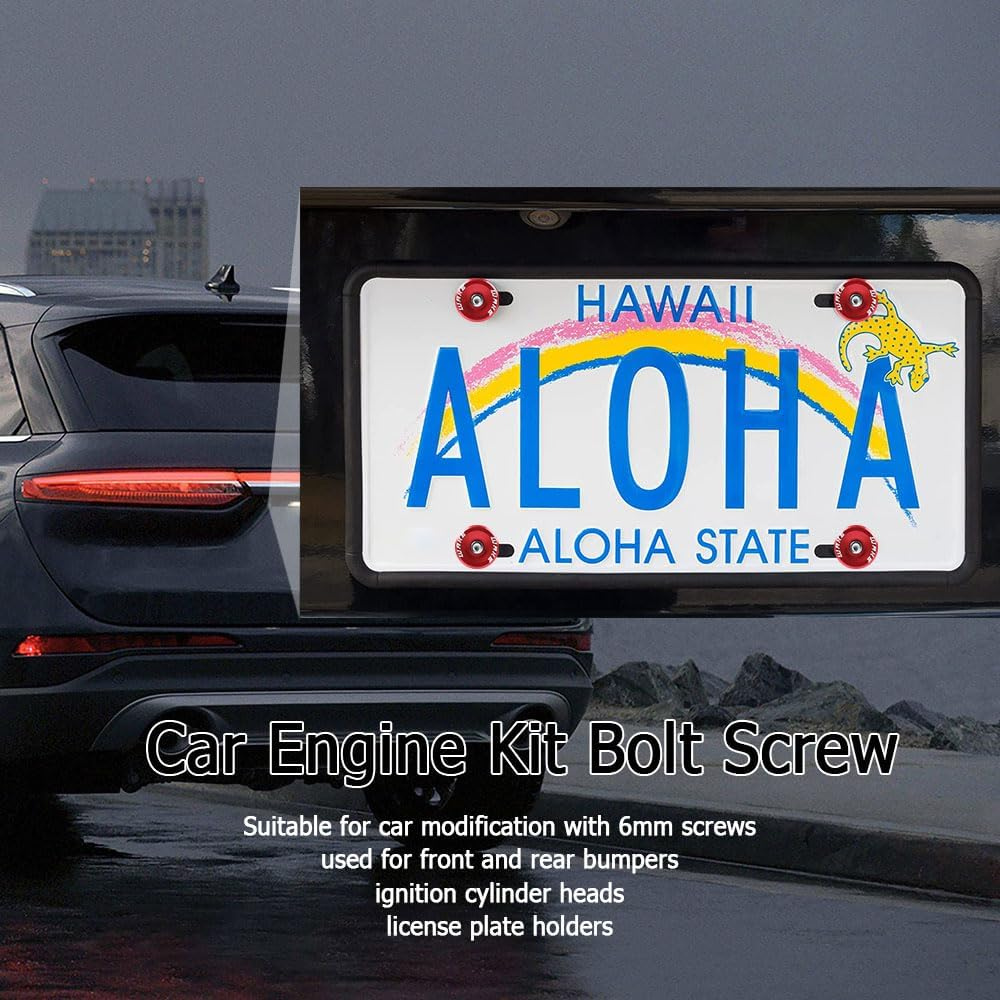 Fender Bumper Washer Bolt, Aluminum Fender Washer Engine Bay Dress up Kit, Fasteners M6 JDM Fender Washer Kit Fits Bumper Washer Bolt, Headlights, Trunk Engine Bay Dress up (Red) image number 6