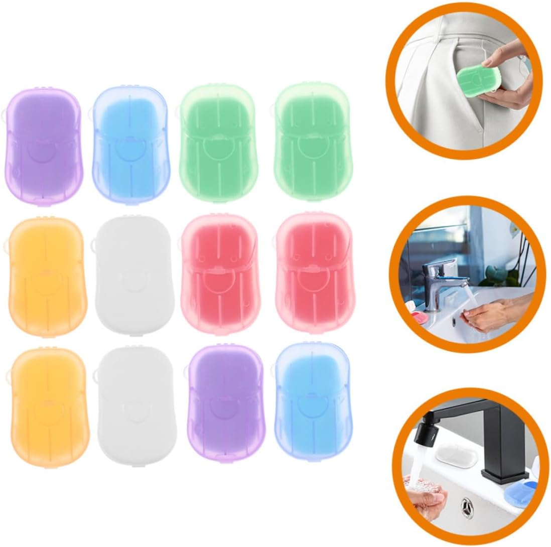Travel Soap Sheets Portable Case 12 Boxes Soap Slices Rose Jasmine Lavender Milk Orange Scents for Camping Outdoor Hiking and Travel Toiletries image number 3