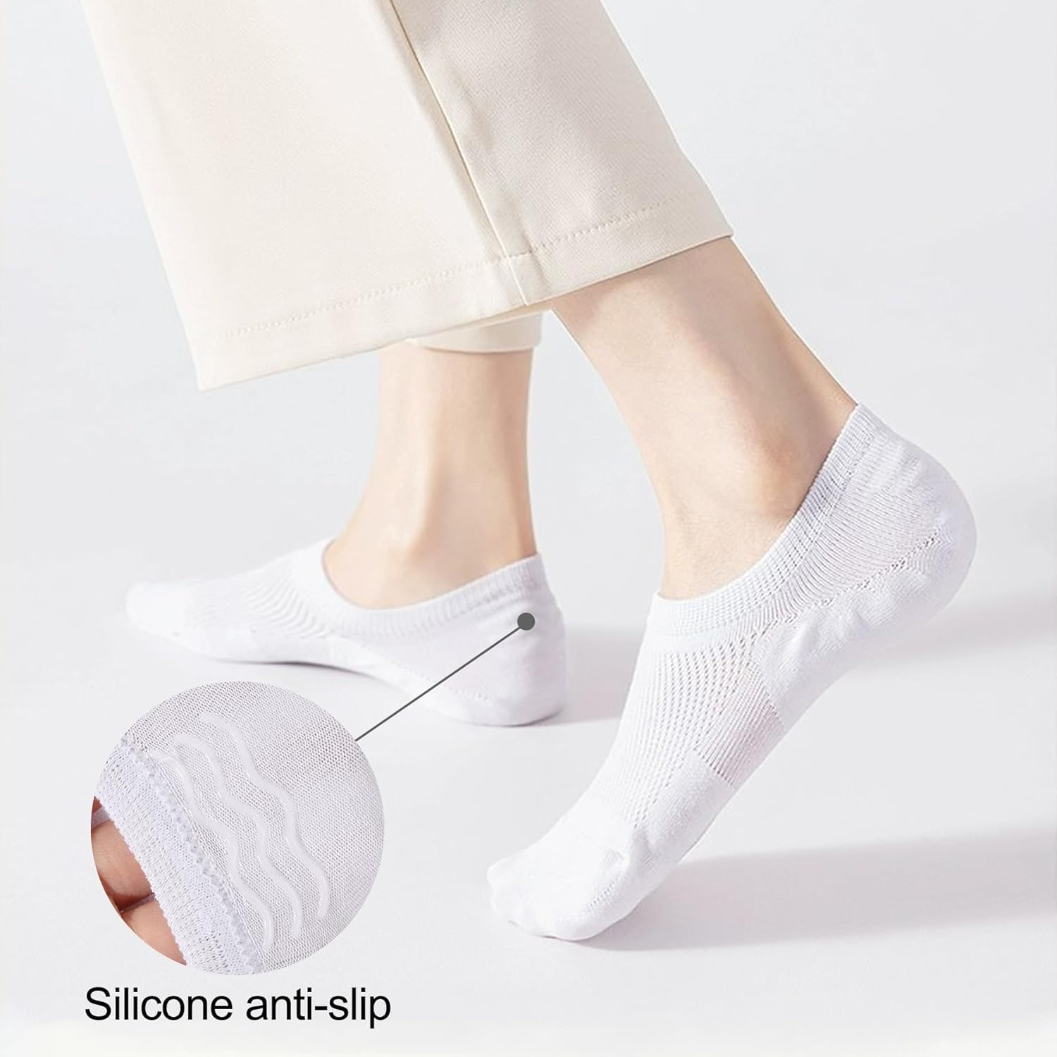 Women'S No-Show Socks &mdash; Summer Cotton Mesh Breathable Anti-Slip Soft Wicking Invisible Socks 6PCS Comfortable Fit for Loafer Flats image number 5