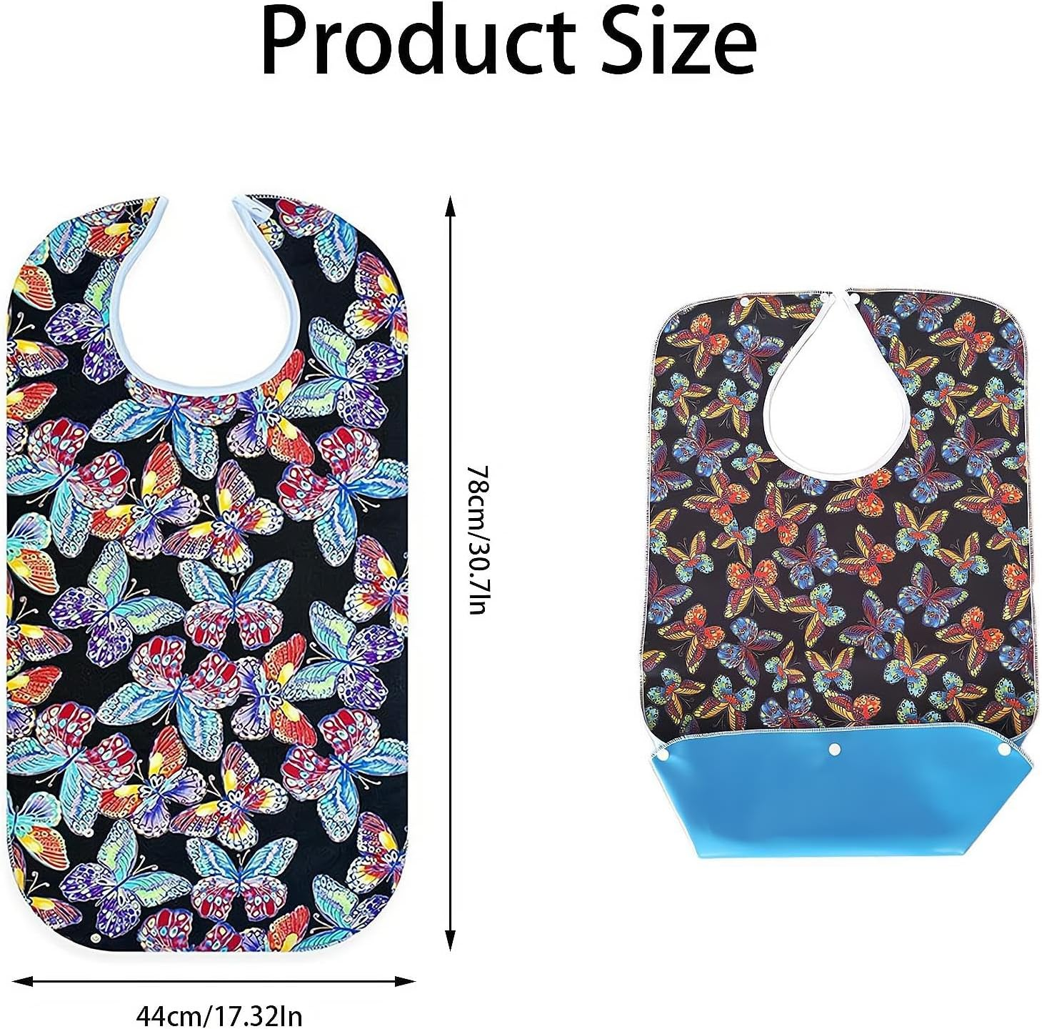 2Pcs Adult Bibs with Crumb Catcher, Adult Bibs for Eating Waterproof and Reusable Mealtime Clothing Protectors for Elderly Women image number 2