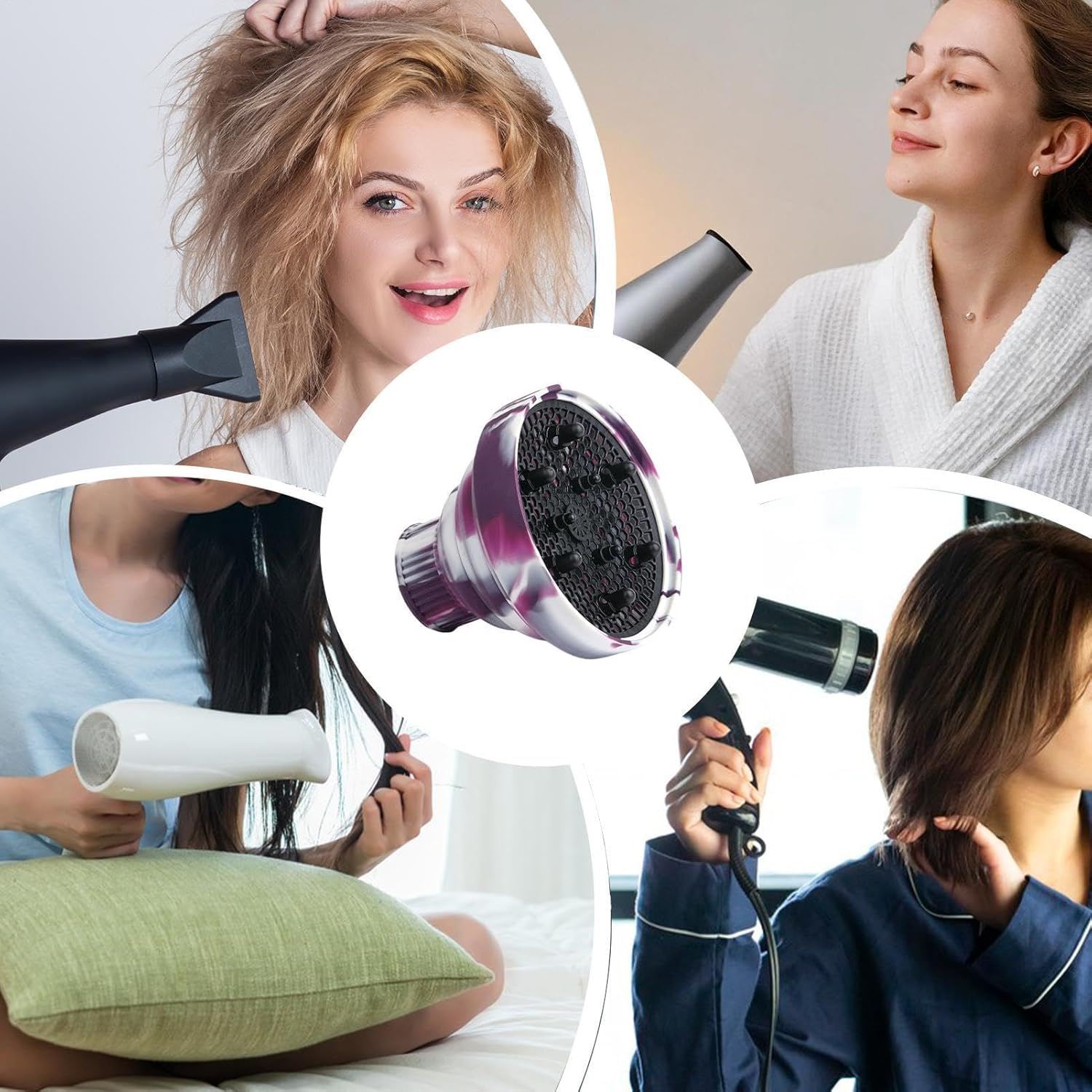 CARRORABI 2PCS Foldable Hair Dryer Diffuser - Silicone Adjustable Hair Diffuser, Hair Dryer Diffuser - Portable Hair Dryer Accessories Professional Diffuser Attachment for Travel image number 2