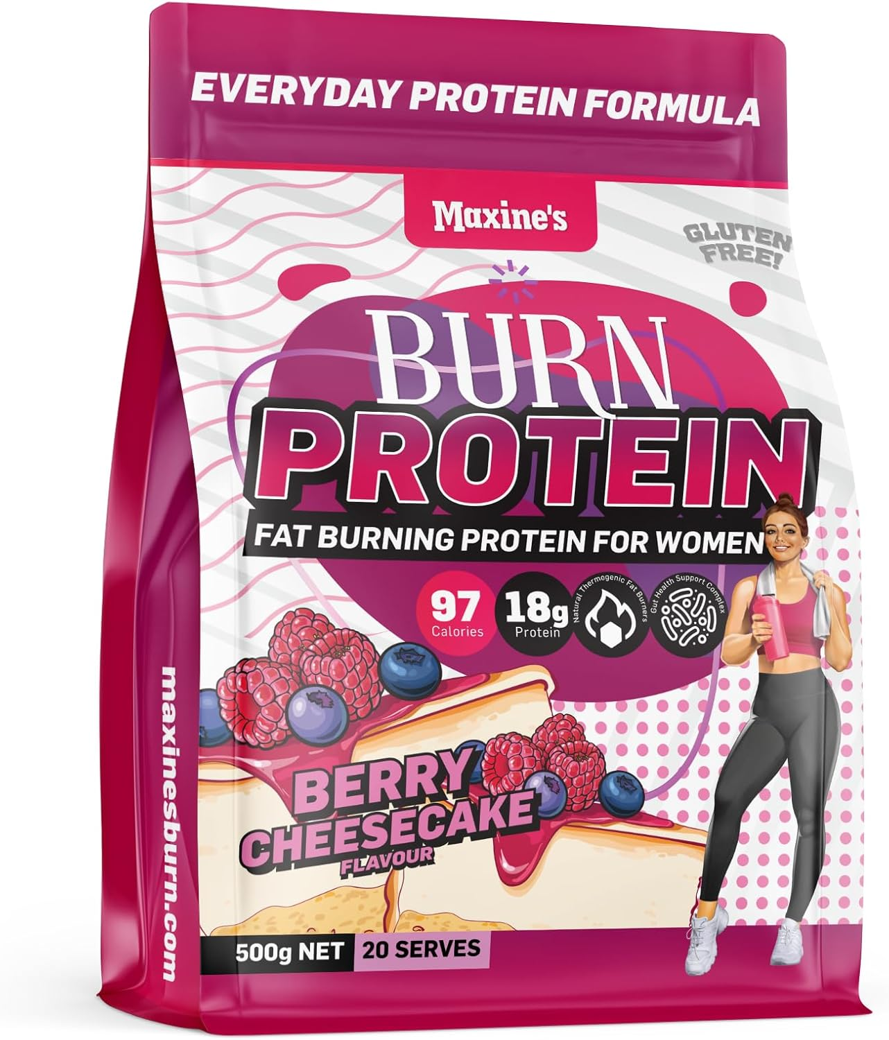 Maxine'S Burn Berry Cheesecake Gluten Free Protein Powder 500 G image number 1