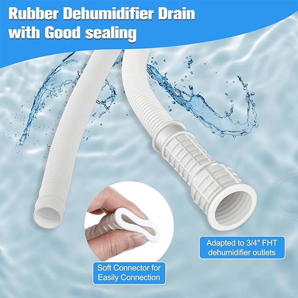 Universal Dehumidifier Drain Hose, 6.5 Feet, White, with Rubber Adapter and Connect Clamp image number 4