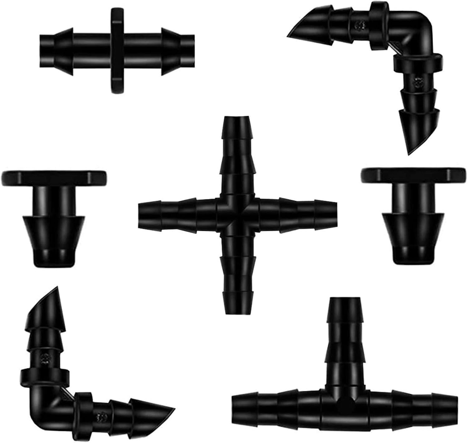 300 Pieces Irrigation Fittings Kit, Drip Irrigation Barbed Connector for 1/4-Inch for Garden Lawn Drip Systems
