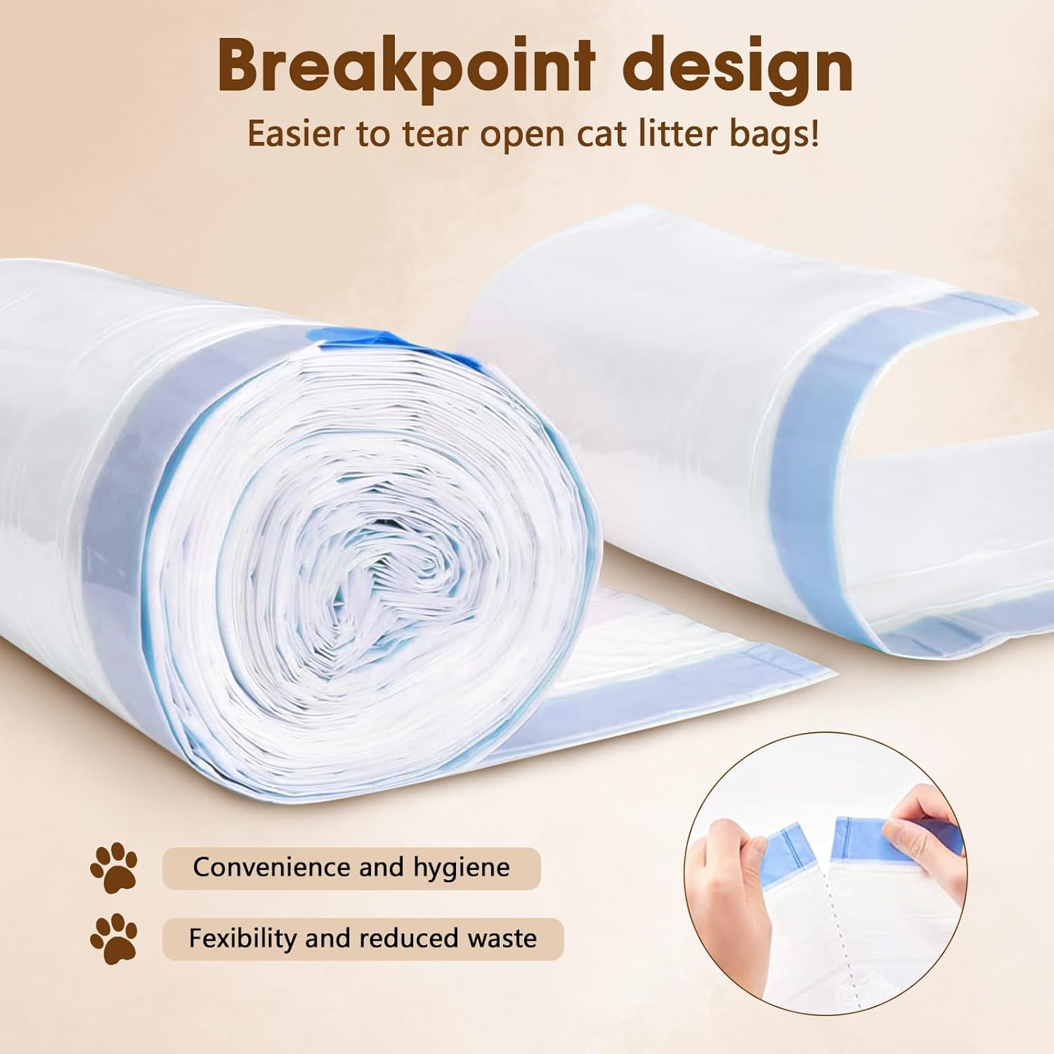 40 Count Extra Large Cat Litter Box Liners, Litter Waste Receptacles Bags for Giaceaw Self Cleaning Cat Litter Box image number 4