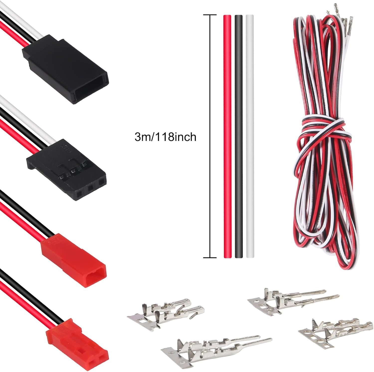 DIANN RC Servo Connector Kits Male Female Servo Plug Crimp Pin Cable Kit Model Receiver Battery ESC Connection for JST SYP Futaba Servo Wires RC Tool Set