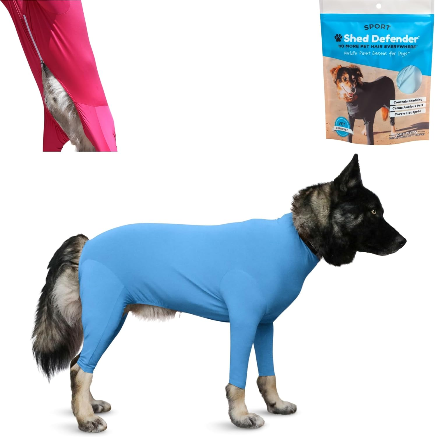 Shed Defender Sport Dog Onesie for Dog Shedding, Seen on Shark Tank, Lightweight Breathable, Bodysuit for Dogs, Pet Jumpsuit, Dog Body Suit, Shed Shirt, Full Body Shed Suit, Hot Spots, Vet Approved