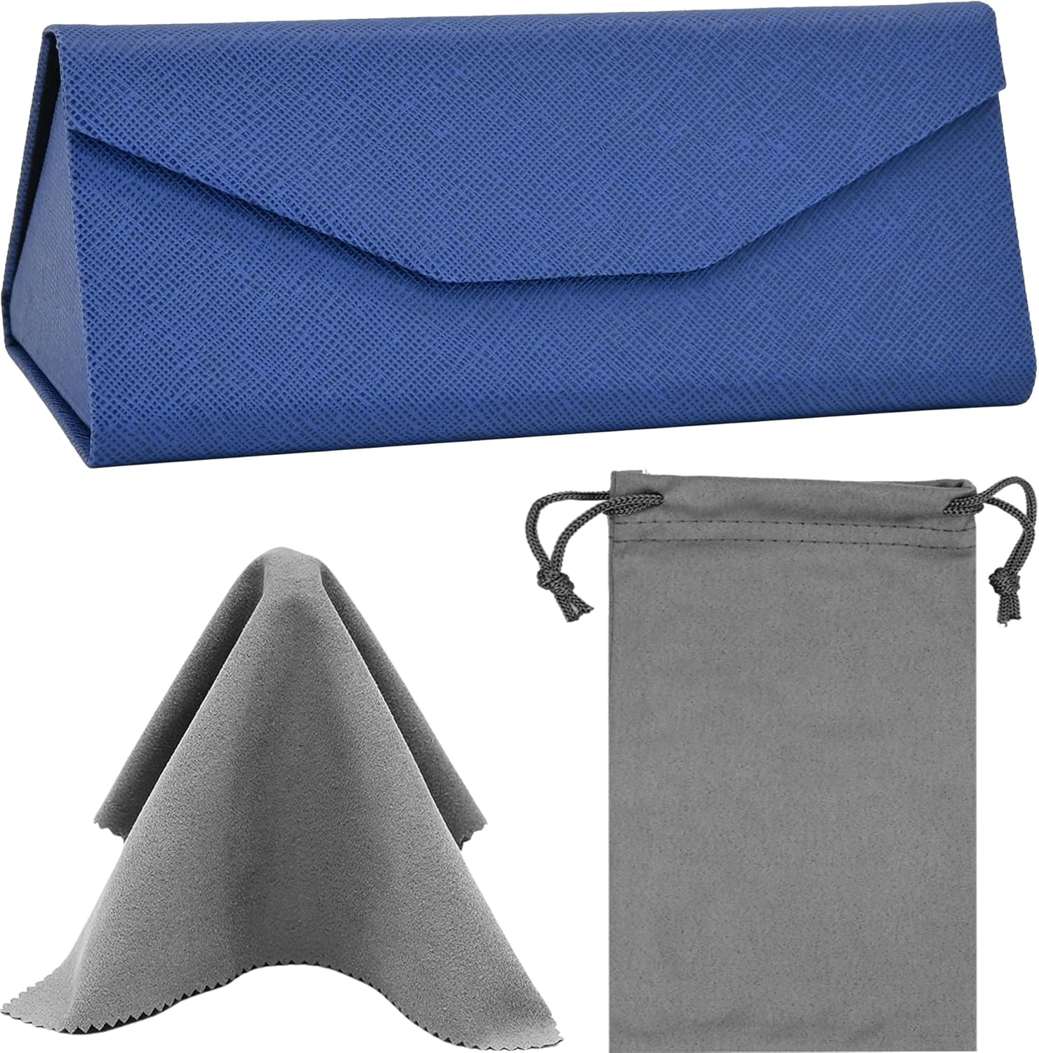 YOKONICO Foldable Eyeglass Case, PU Leather Glasses Case Portable Lightweight Sunglasses Storage Triangular Fold Holder