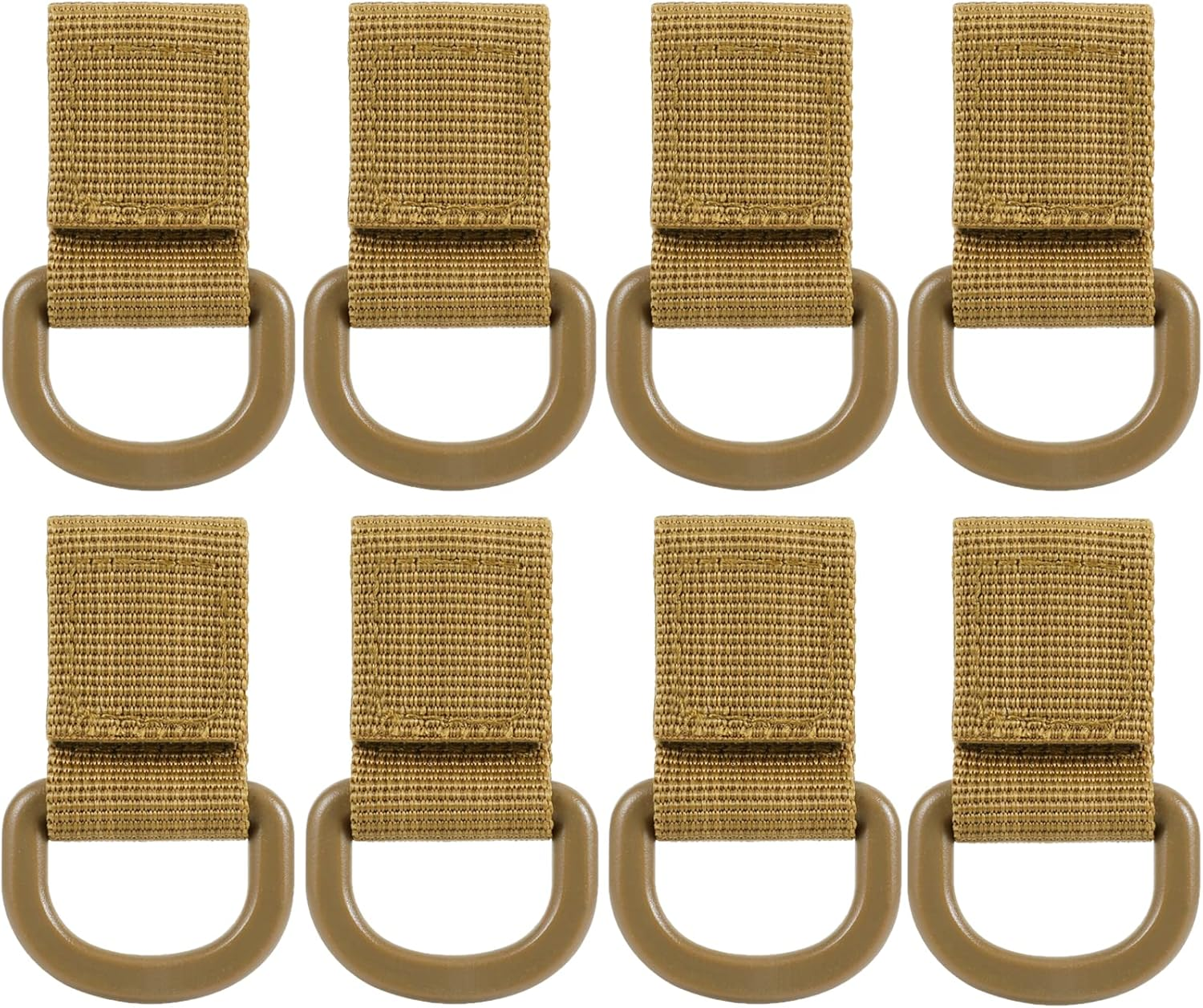 Tactical D-Ring Clip with Hook & Loop for Backpack Accessories Kettle Key Holder, Military D-Ring Adaptor for Molle Bags Webbing Attachment Strap - Coyote Brown-4Packs image number 6