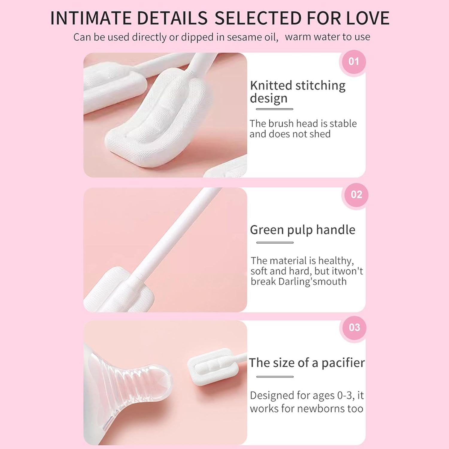 Baby Mouth Cleaner | Oral Gauze Gum Cleaner Stick,Portable Toothbrush Tongue Cleaner Skim Gauze, Flexible Baby Toothbrush for Baby Kids Tongue Tooth Mouth Care image number 3