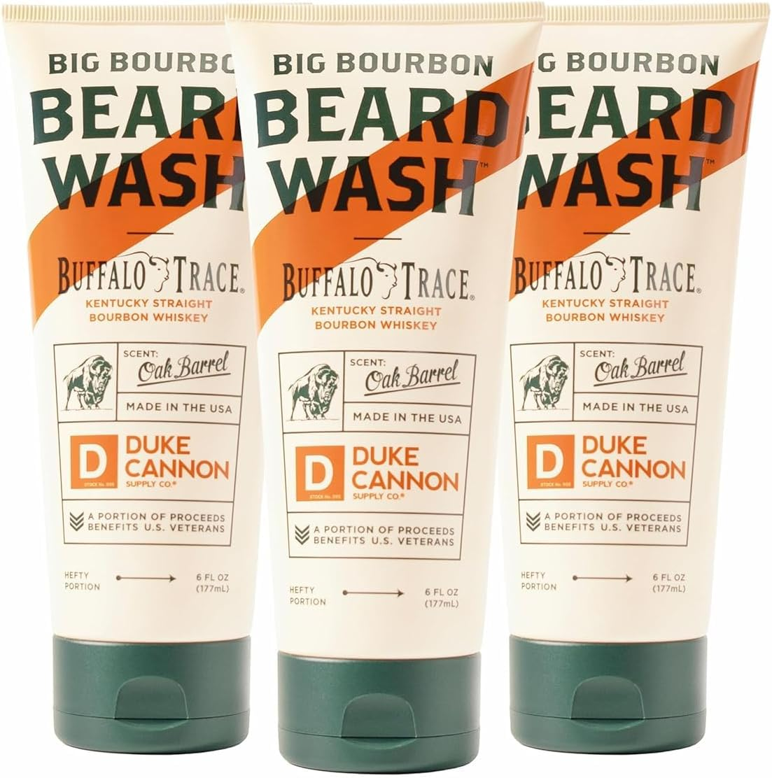 Duke Cannon Big Bourbon Beard Wash, 6Oz - Hydrating Beard Cleanser with Hops Extract, Soybean Oil & Barley Protein - Woodsy Oak Barrel Scent, SLS & Paraben-Free (3 Pack) image number 3