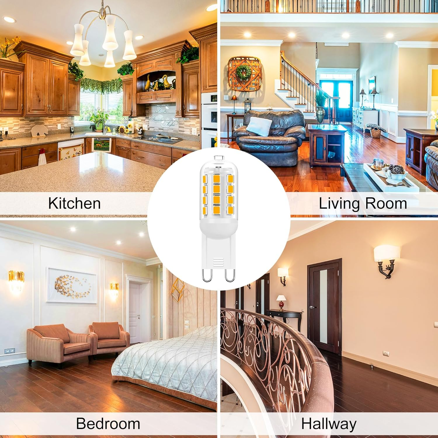 UCINNOVATE G9 LED Light Bulbs Dimmable, New 4W Replace 35W Halogen Bulbs,Warm White 3000K, G9 Globe Bulb Ideal for Ceiling Light, Dining Room Living Room Kitchen Chandelier Bulbs, 230V image number 1