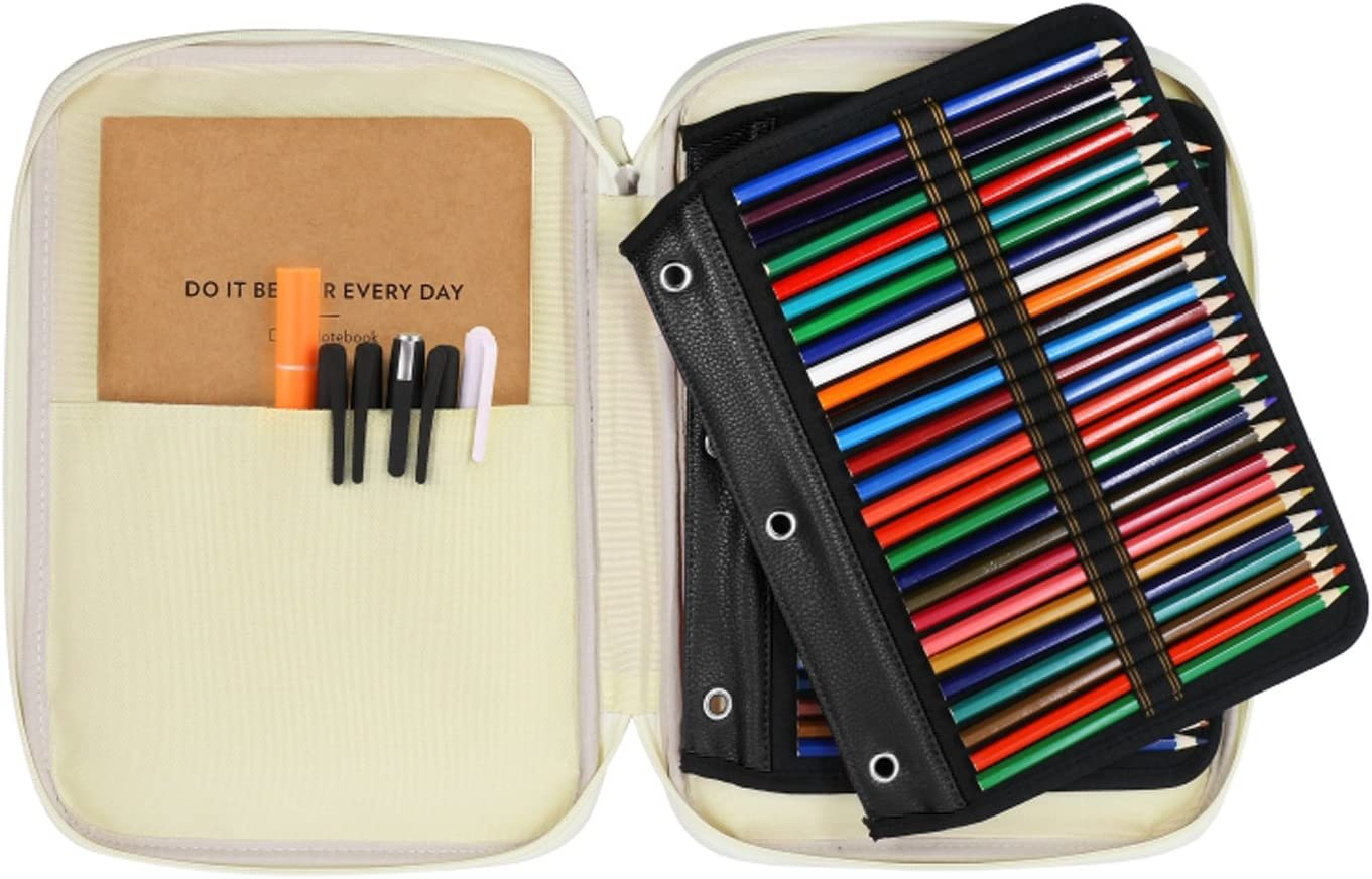 YOUSHARES 54 Slots Pencil Sleeve - 3 Ring Pencil Case Stationery Organizer for Standard 3-Ring Binder, Black image number 2