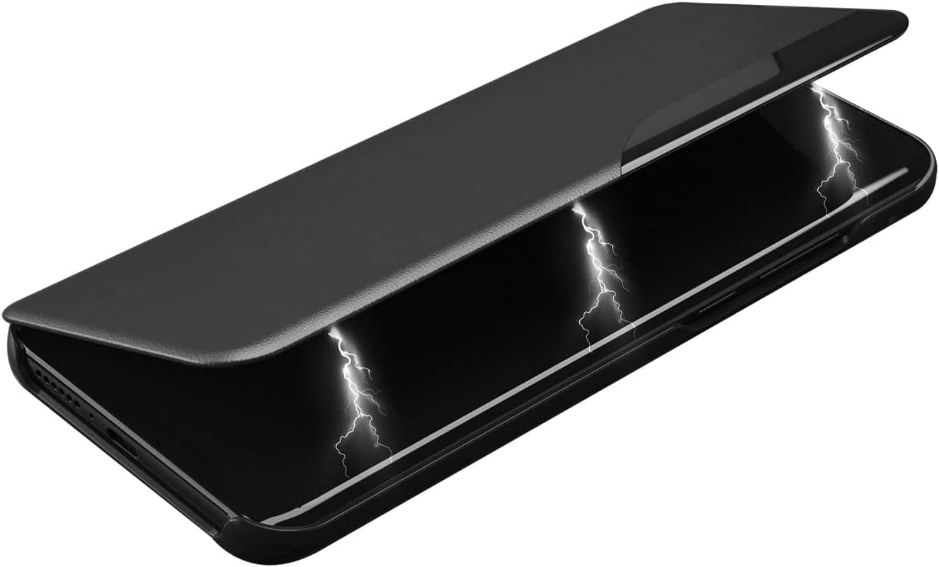 LEMAXELERS Compatible with Samsung S25 Ultra Phone Case Slim Smart View Window with Kickstand Stylish Flip Leather Hard PC Cover Shockproof Protective Shell Cases for Galaxy S25 Ultra Black CC. image number 6