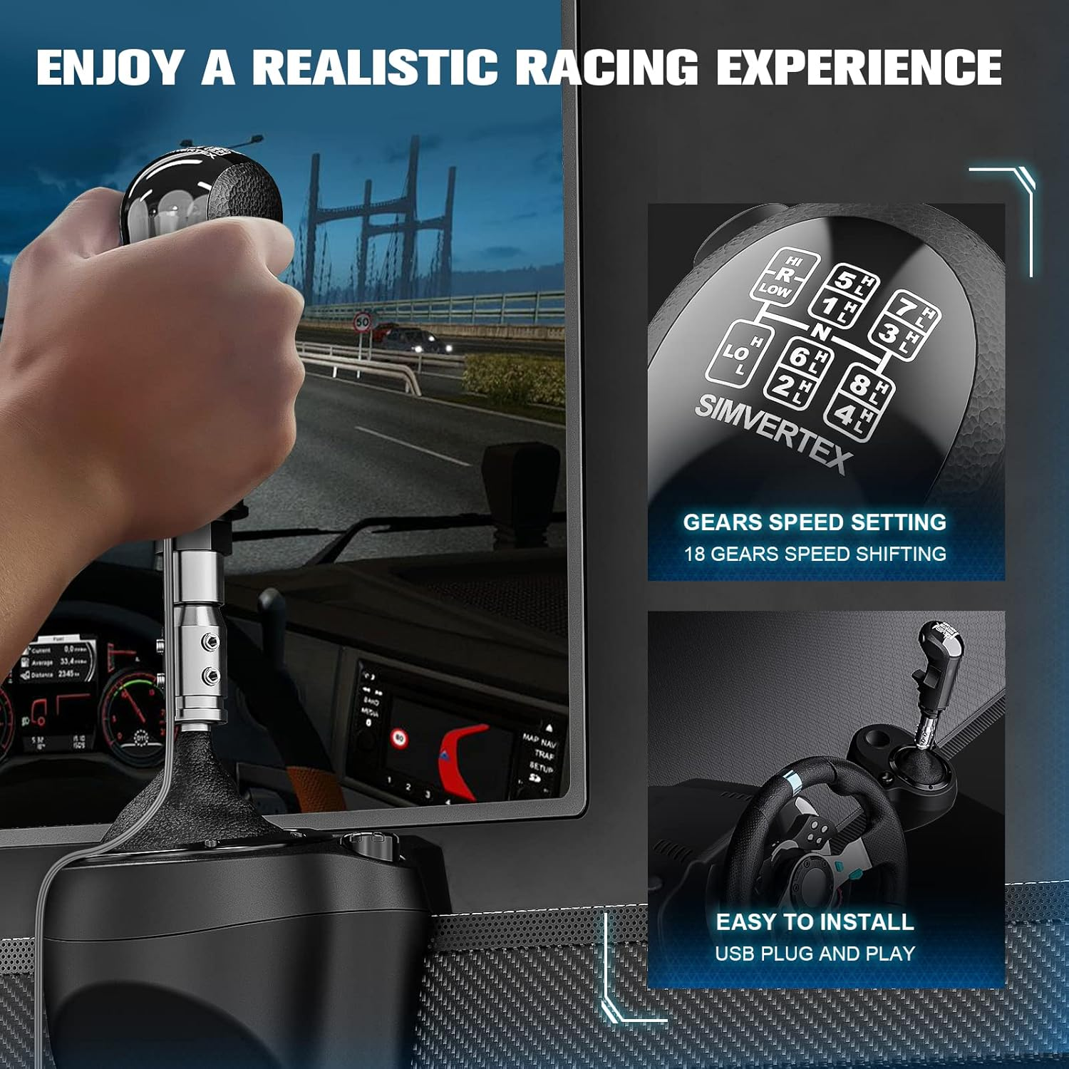 USB Gearshift Knob from a Man Truck ATS ETS for Logitech G29 G27 G25 THRUSTMASTER TH8A Gearshift Shifter Knob for ATS ETS2 Games PC &hellip; image number 5