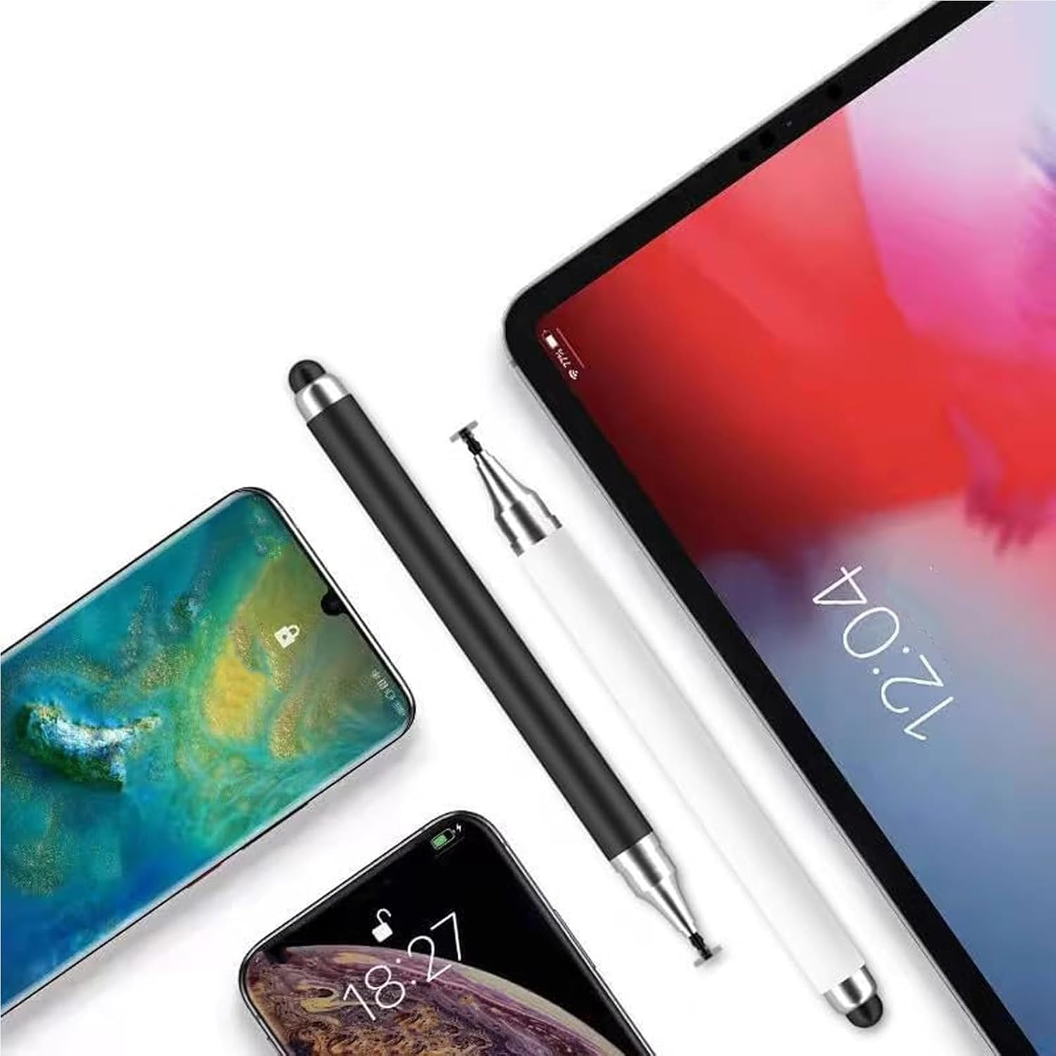 3 PCS Stylus Pen, Touch Screen Stylus Pen with Dual Silicone Tips, Universal Stylus for Phone and Tablet, Compatible with Most Touch Screen Devices (Black, White, Gold) image number 4