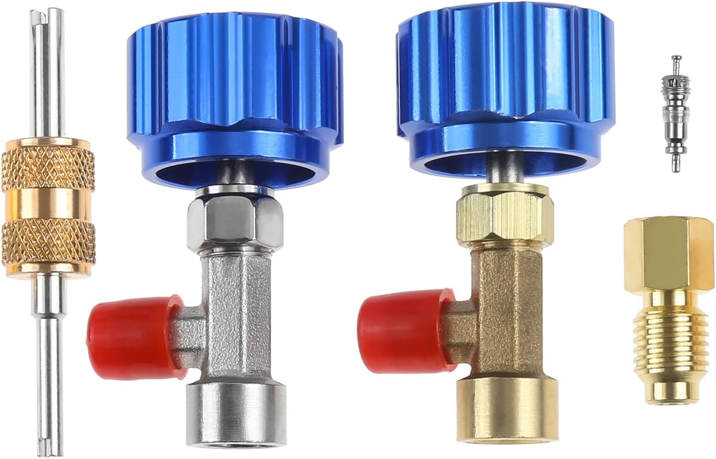 R134A Can Tap, Self Sealing R134A Refrigerant Dispenser with 1/2" Acme 1/4" SAE Adapter, R134A Self Sealing Can Tap and Puncture AC Freon Can 134A Adapter Fittings for AC System Blue image number 3