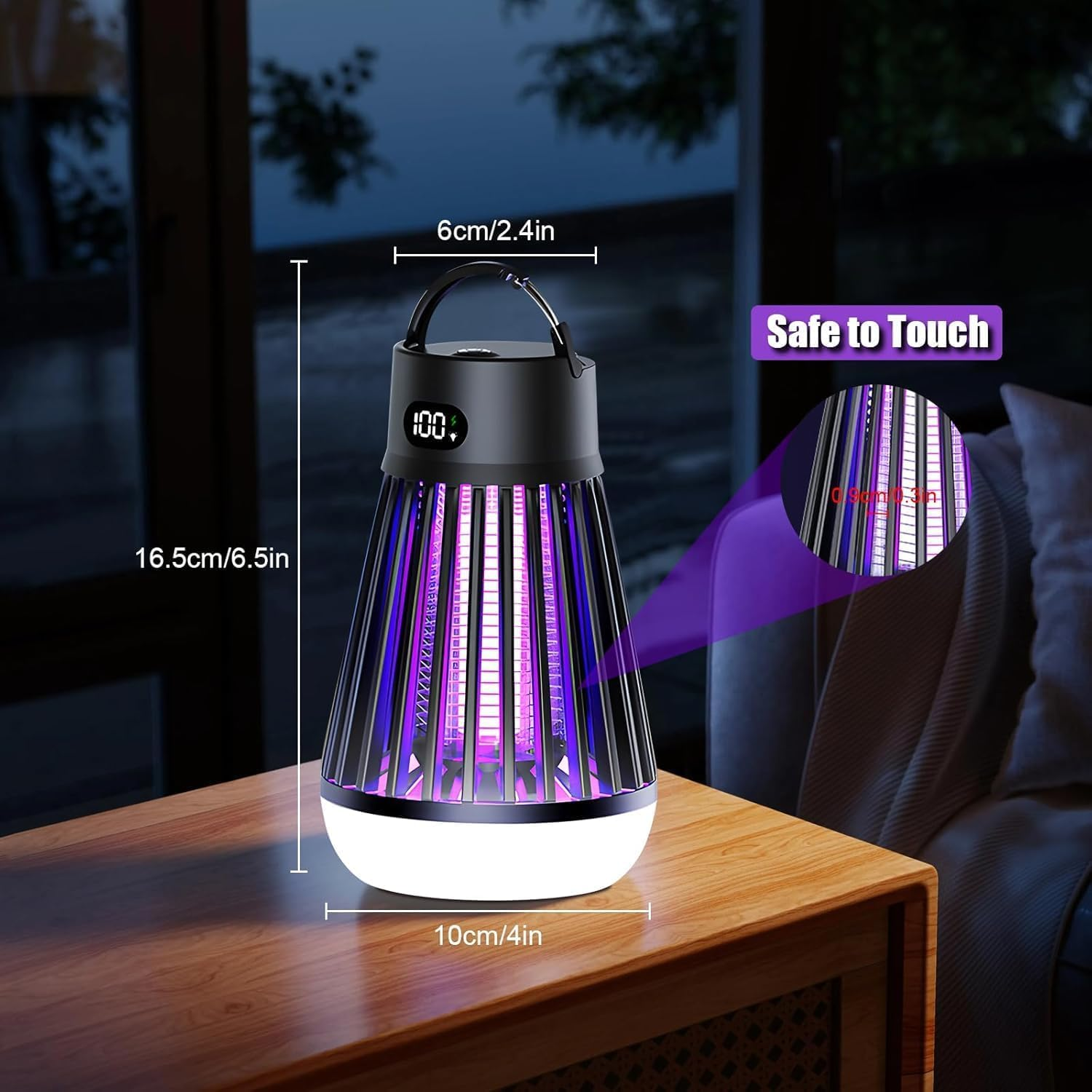 Rechargeable Mosquito Zapper &ndash; 2-In-1 Bug Zapper & LED Lantern, 2000V High Voltage Insect Trap, Silent & Safe for Indoor Outdoor Use, Camping, Garden, Patio image number 3