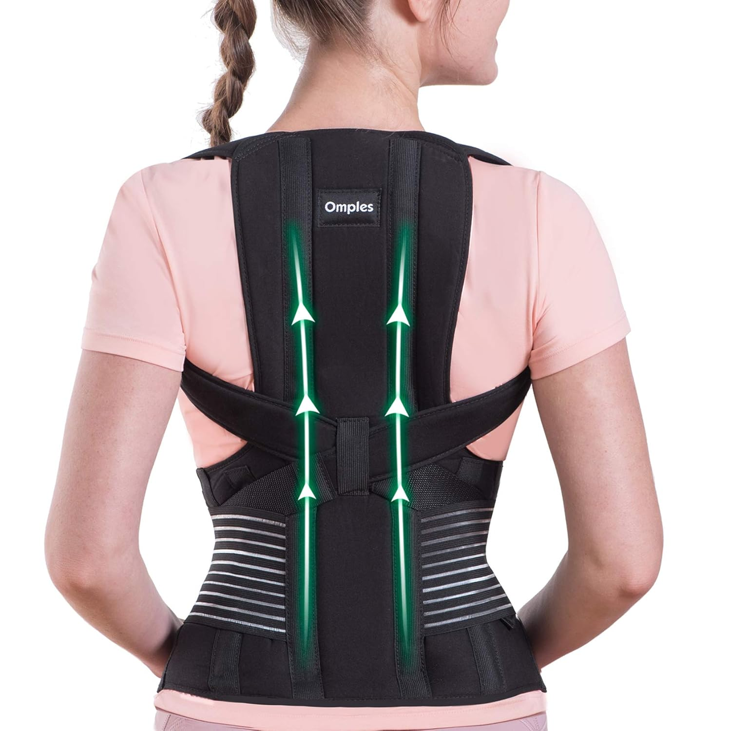 Omples Posture Corrector for Women and Men Back Brace Straightener Shoulder Upright Support Trainer for Body Correction and Neck Pain Relief, Medium (Waist 34-38 Inch) image number 1